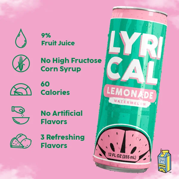 Lyrical Lemonade, Watermelon Juice Drink, 12 fl oz, 12 Pack Cans