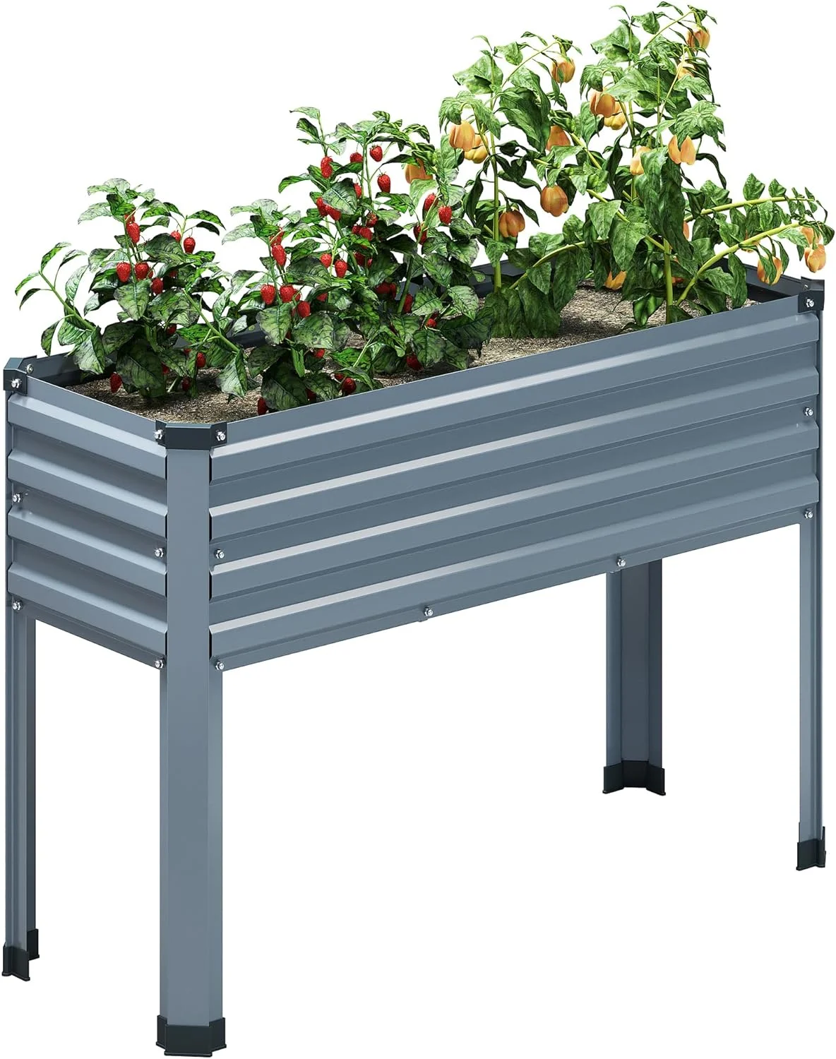 Galvanized Raised Garden Bed Outdoor with Legs,48×18×32in Metal Elevated Raised Planter Box for Backyard, Patio, Balcony, 300lb Capacity,Grey