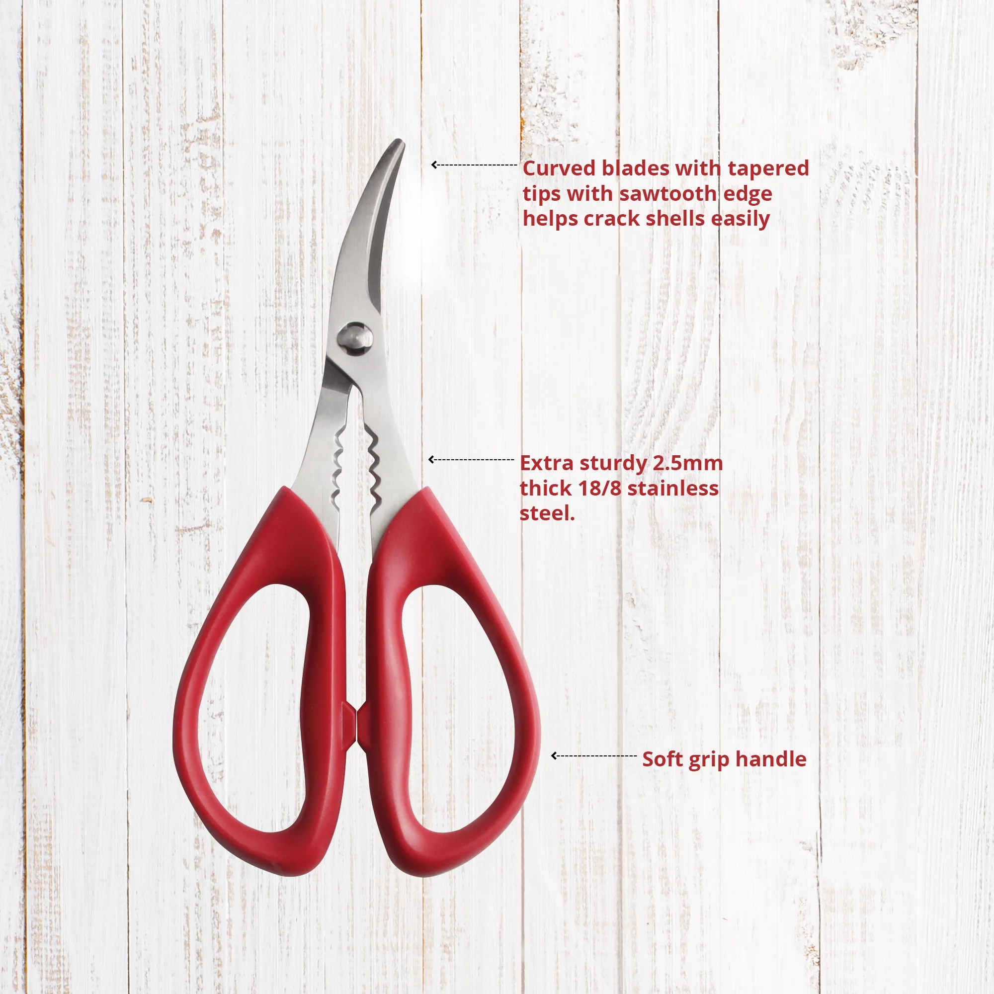 Maine Man Seafood Shears and Pick Set, 18/8 Stainless Steel and Silicone, 5-Piece Set