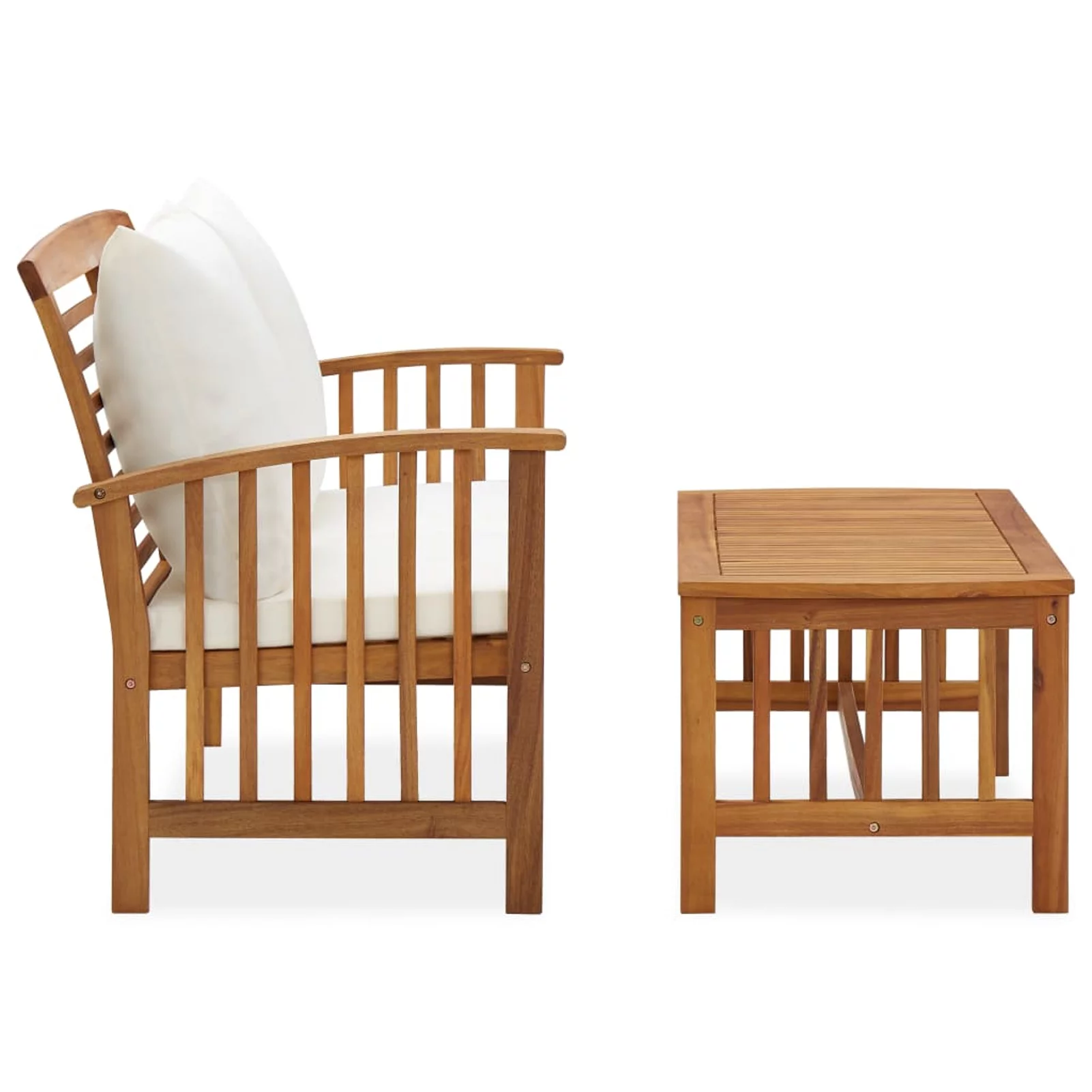 Andoer 2 Piece Garden Set with Cushions Solid Acacia Wood