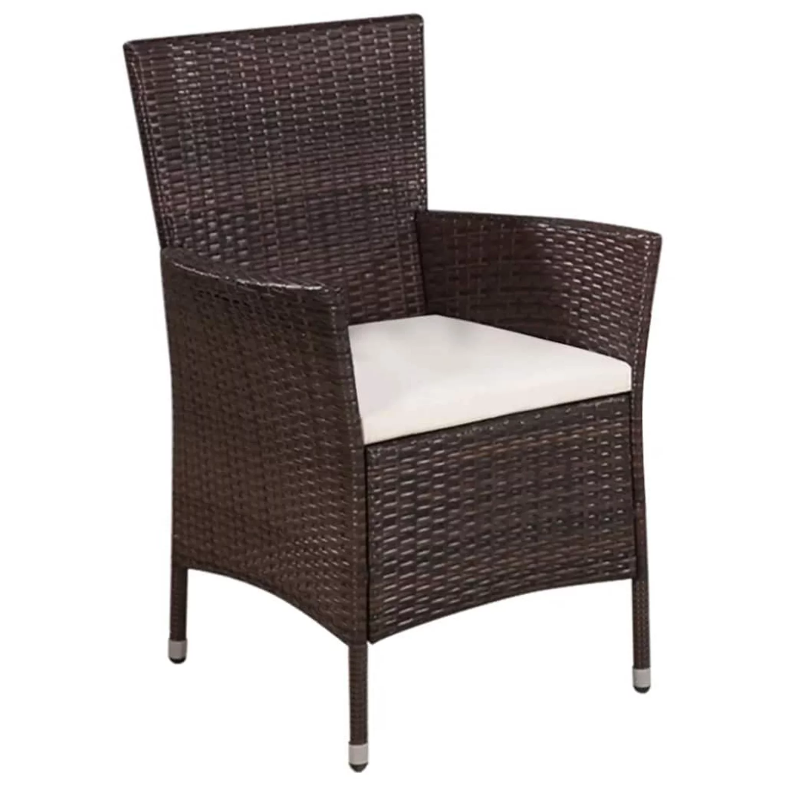 OWSOO  Chair and Stool with Cushions Poly Rattan Brown