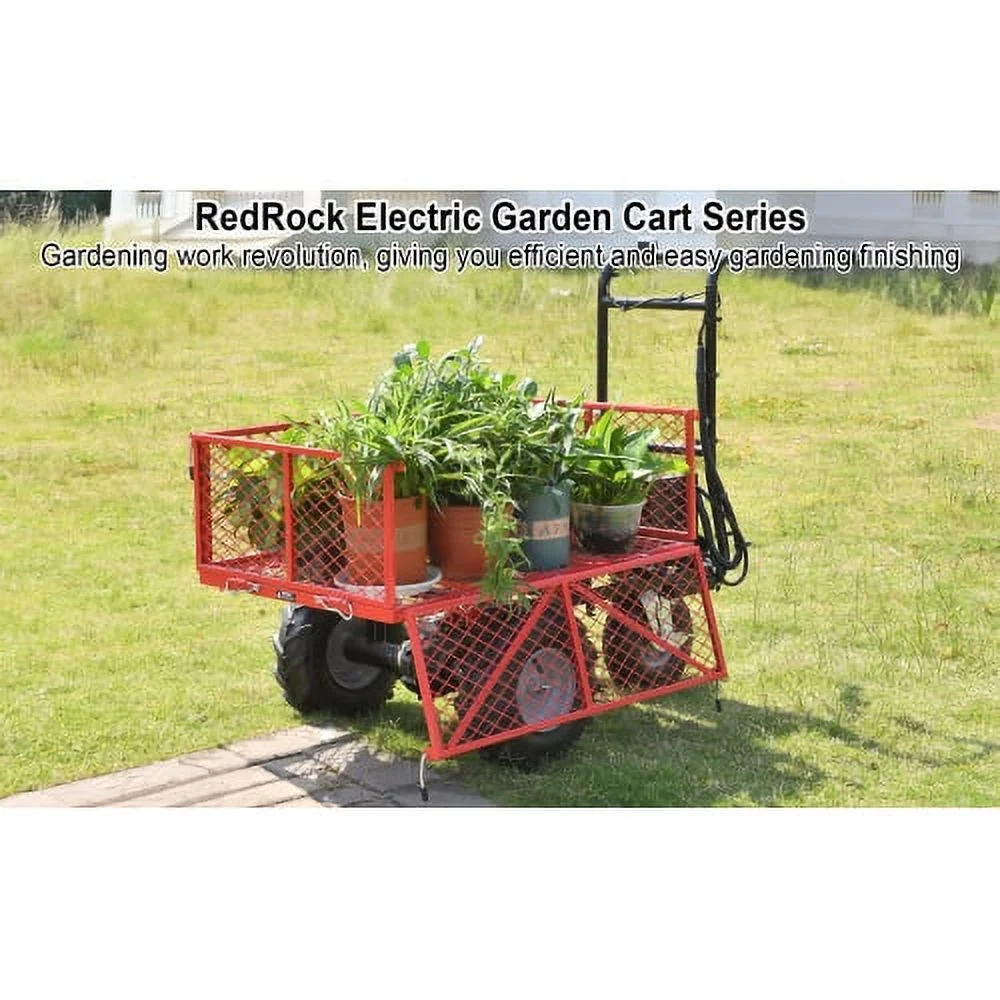 Buumin Wheelbarrow Utility Cart Electric Powered Cart 48V28Ah 500W Capacity 500lbs (230kg) Material Hauler 1000lbs Towing