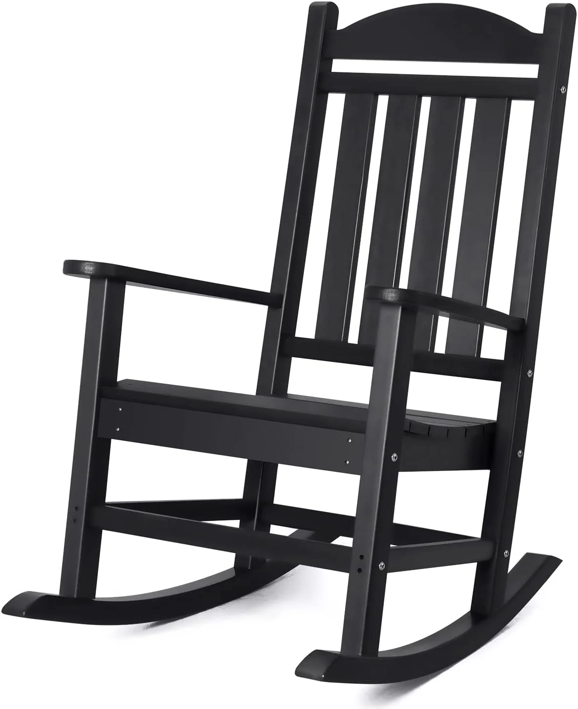 Rocking Chair Plastic Outdoor Indoor Patio Rocker Chair High Back All Weather Rocker for Patio Backyard Porch Garden (Black)