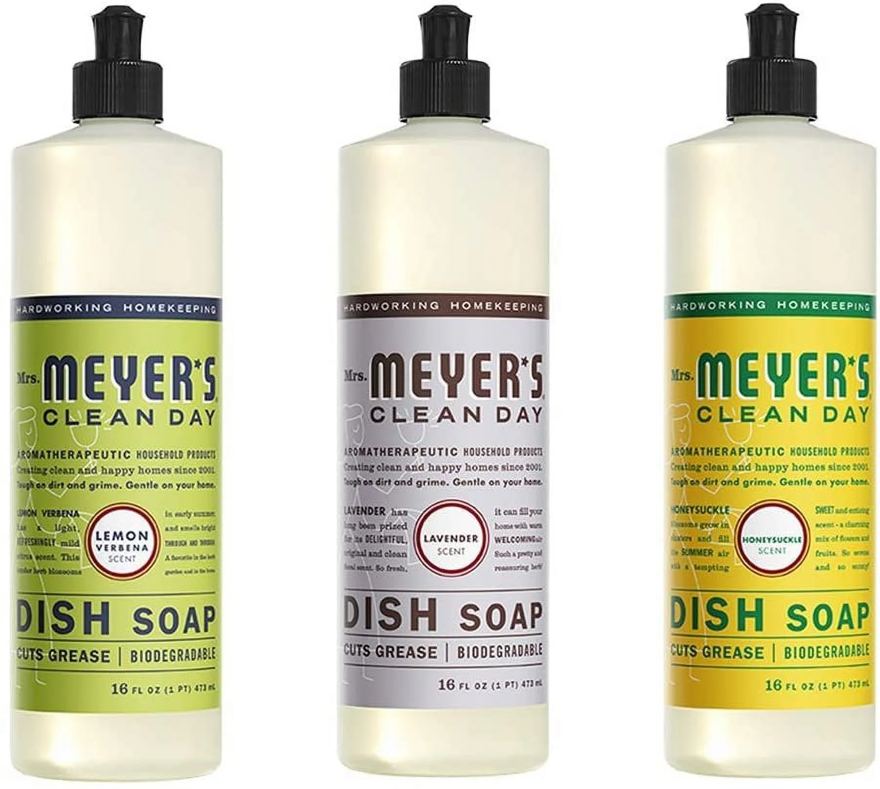 Liquid Dish Soap, Cruelty Free Formula, 1 Pack Lemon Verbena, 1 Pack Lavender, 1 Pack Honeysuckle, 16 OZ each