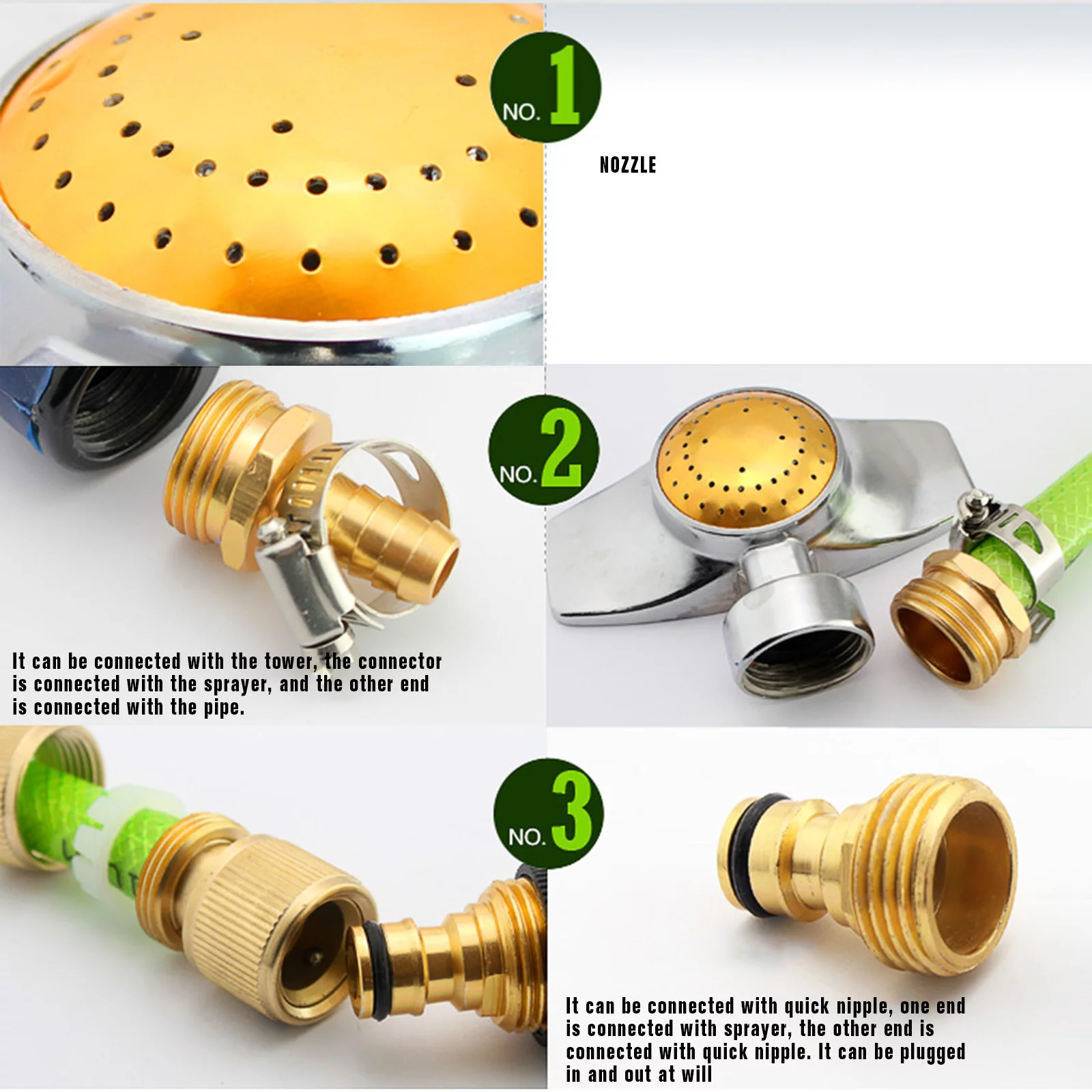 2PC Automatic 360-degree Garden Irrigation Lawn Sprinkler Watering Sprinkler Water Timer Hose