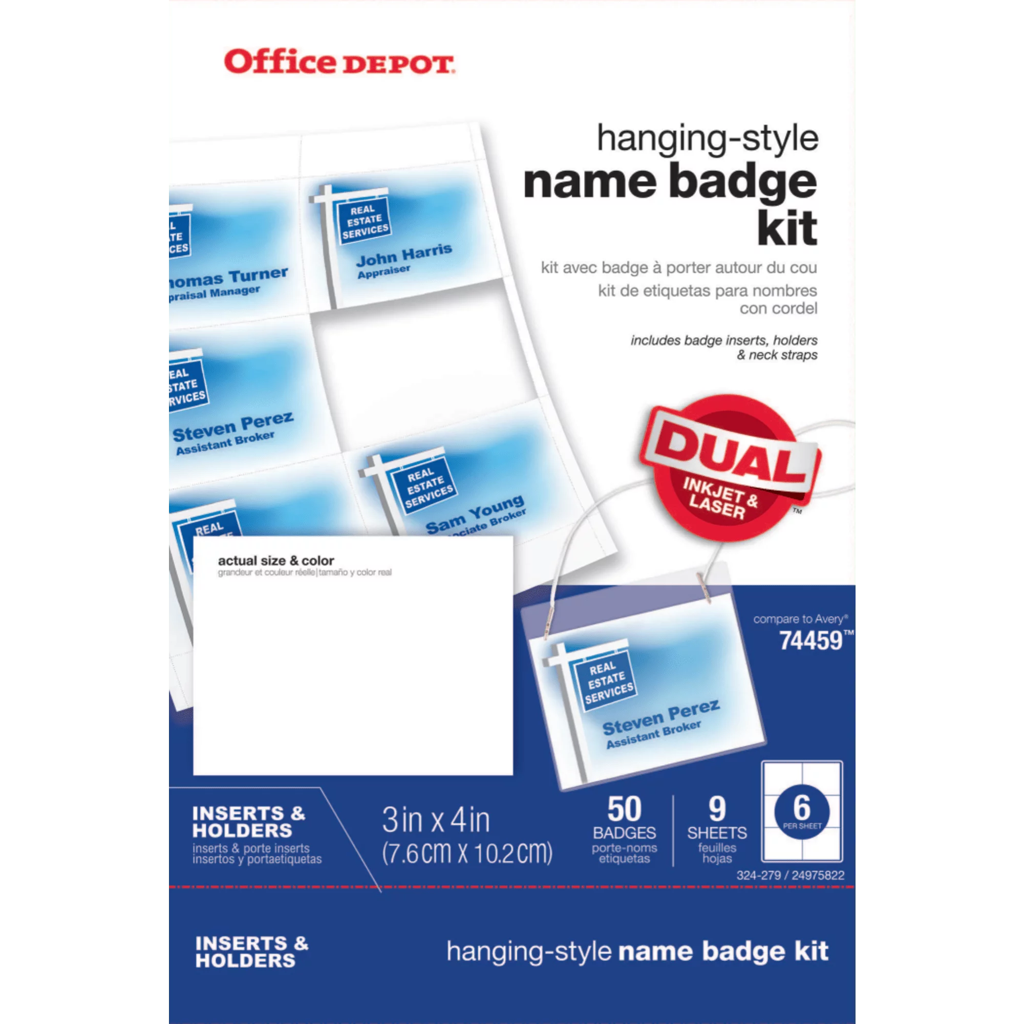 Office Depot Brand Name Badge Kit, Pack Of 50 - Name Badge Holders Avery #74459