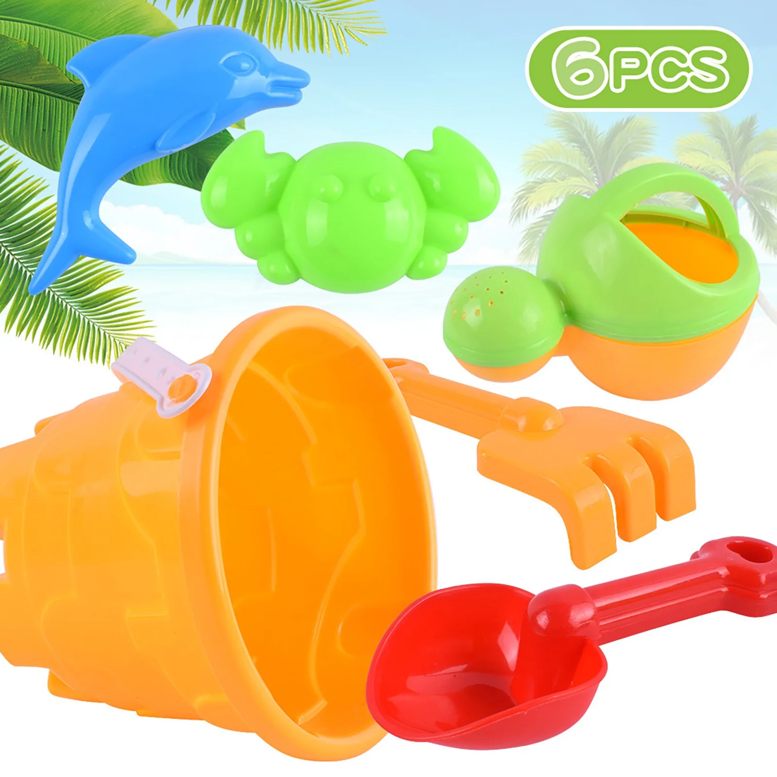 XIANXIAN Summer Children's Beach Toys Play Water Digging Sand Play House Shovel Bucket 6-piece Set Animal and Castle Sand Molds for Kids & Toddlers - Sand Buckets and Shovels for Kids, Beach Toy Set