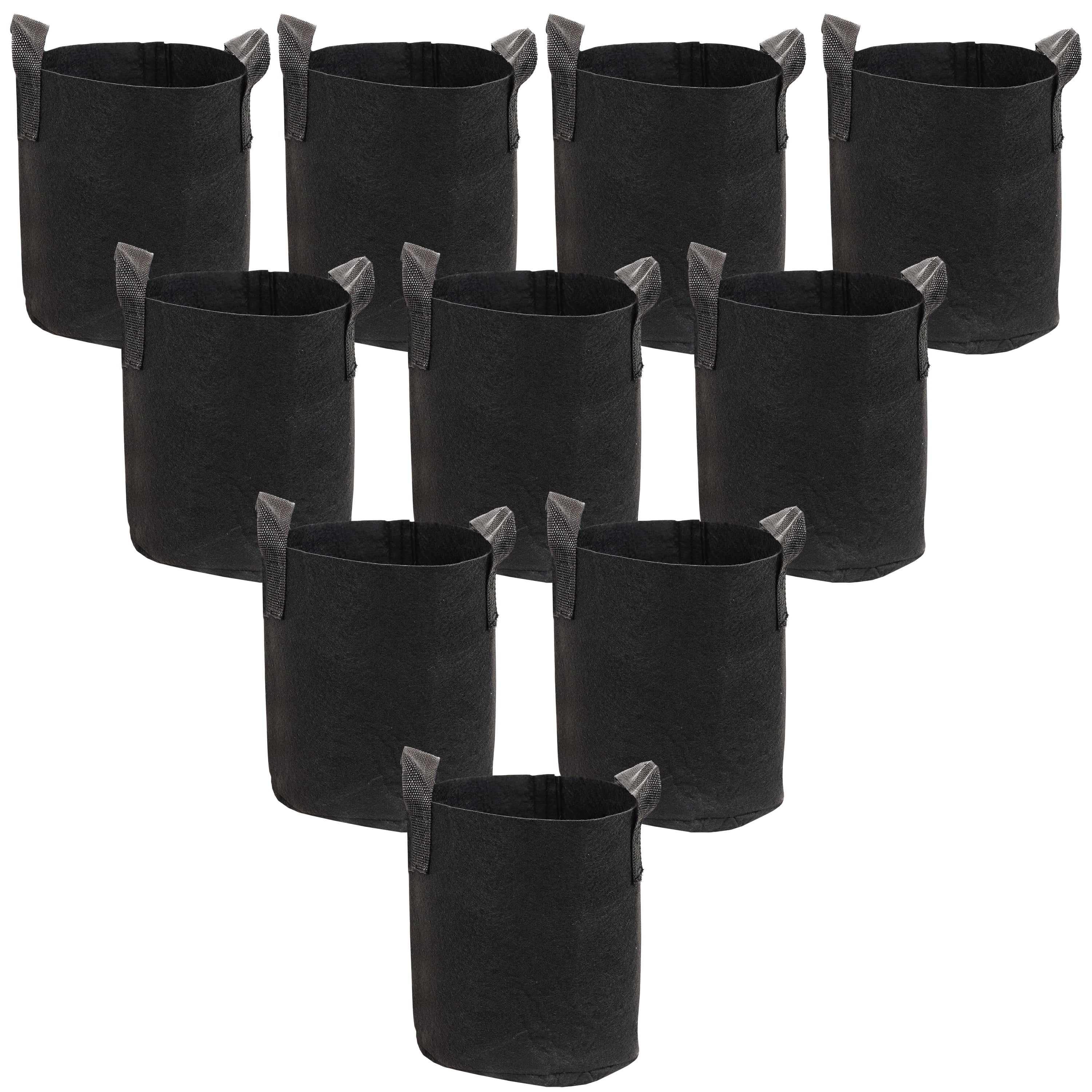 Sunnydaze Black Garden Grow Bags for Vegetables with Carrying Handles - 2-Gallon - 10-Pack