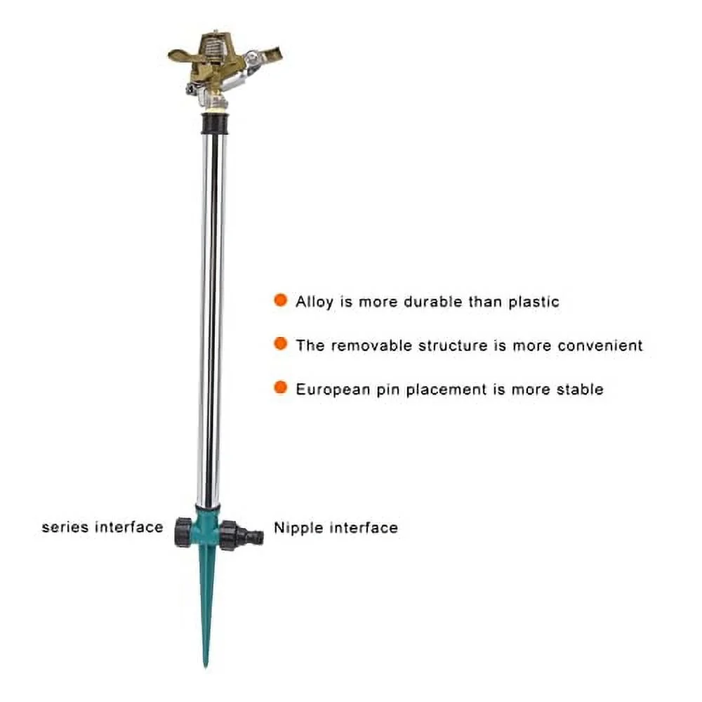 Alloy Garden Sprinklers, 360 Degrees Adjustable Lawn Sprinkler 2 Modes Automatic Rotating Watering Sprinklers for Yard, Lawn and Grass Irrigation
