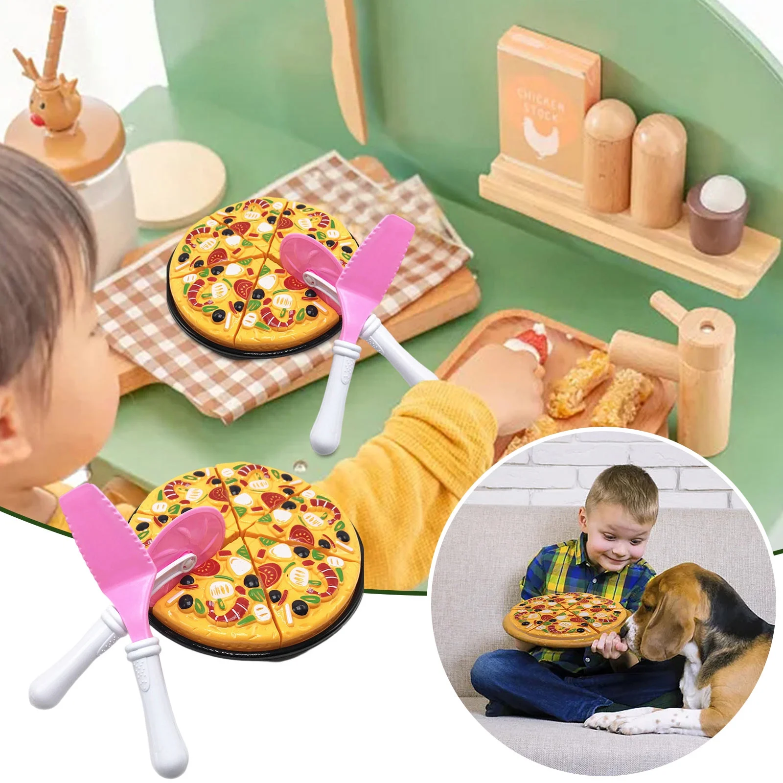 9 Piece Pizza Set For Kids Pizza Cutting Play Set Toy Kids Pizza With Dish Food Set Educational Montessori Toys Play Food Toy Set For Kids Rot 30 Cm