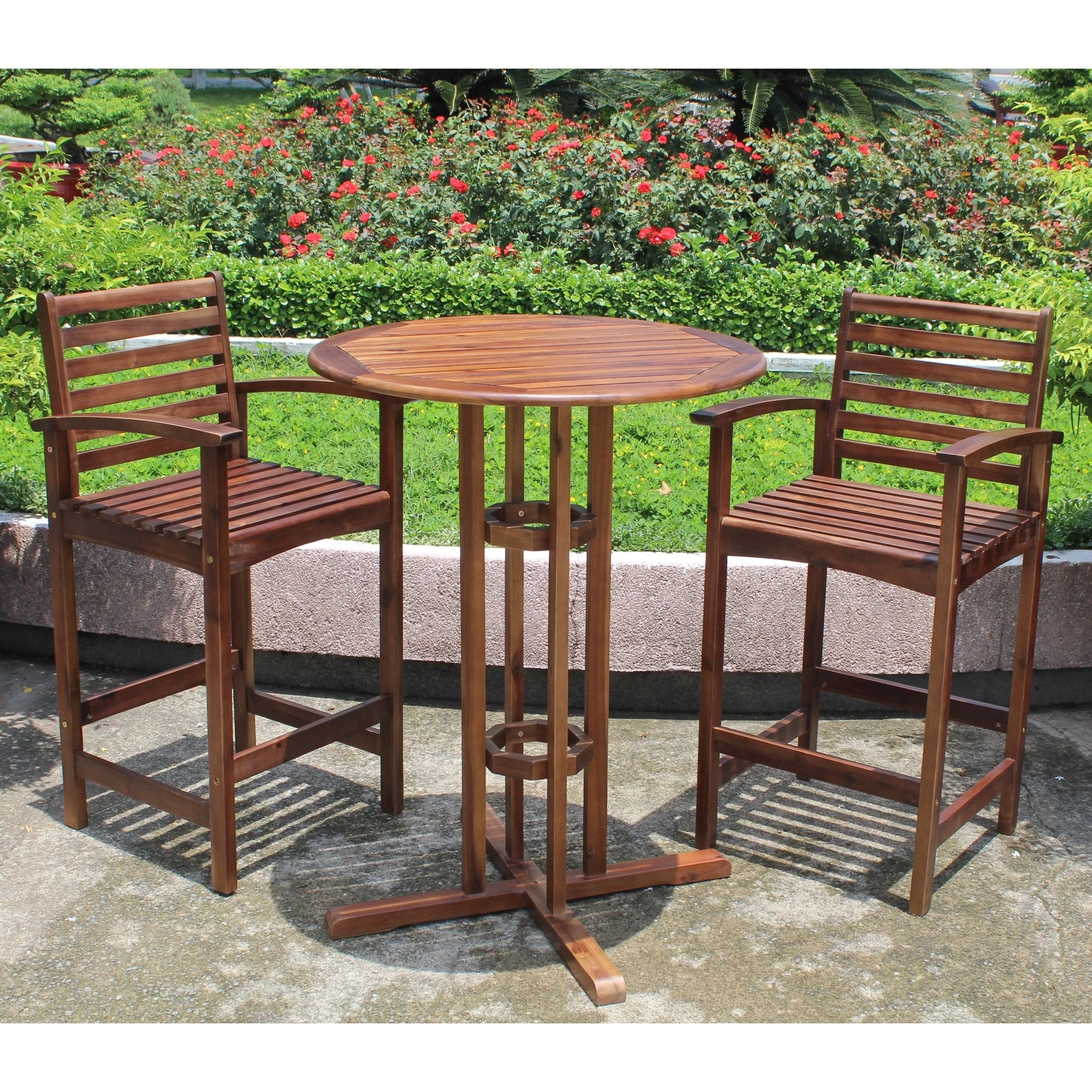 Highland Bar Height Set of Three Bistro Set - stain