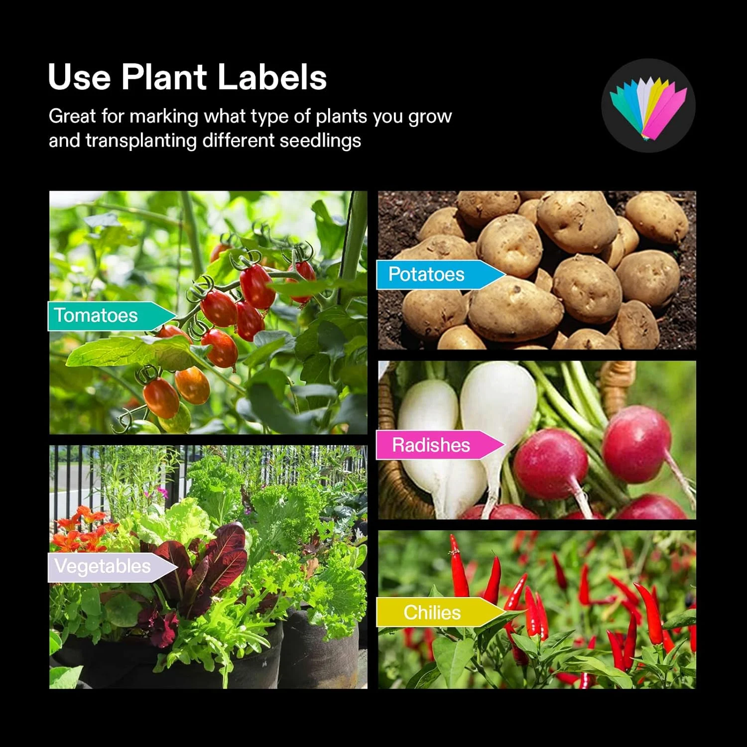 VIVOSUN 15 Gallon Grow Bags, 360G Thick Nonwoven Fabric Pots with Strap Handles, Multi-Purpose Rings, 5-Pack