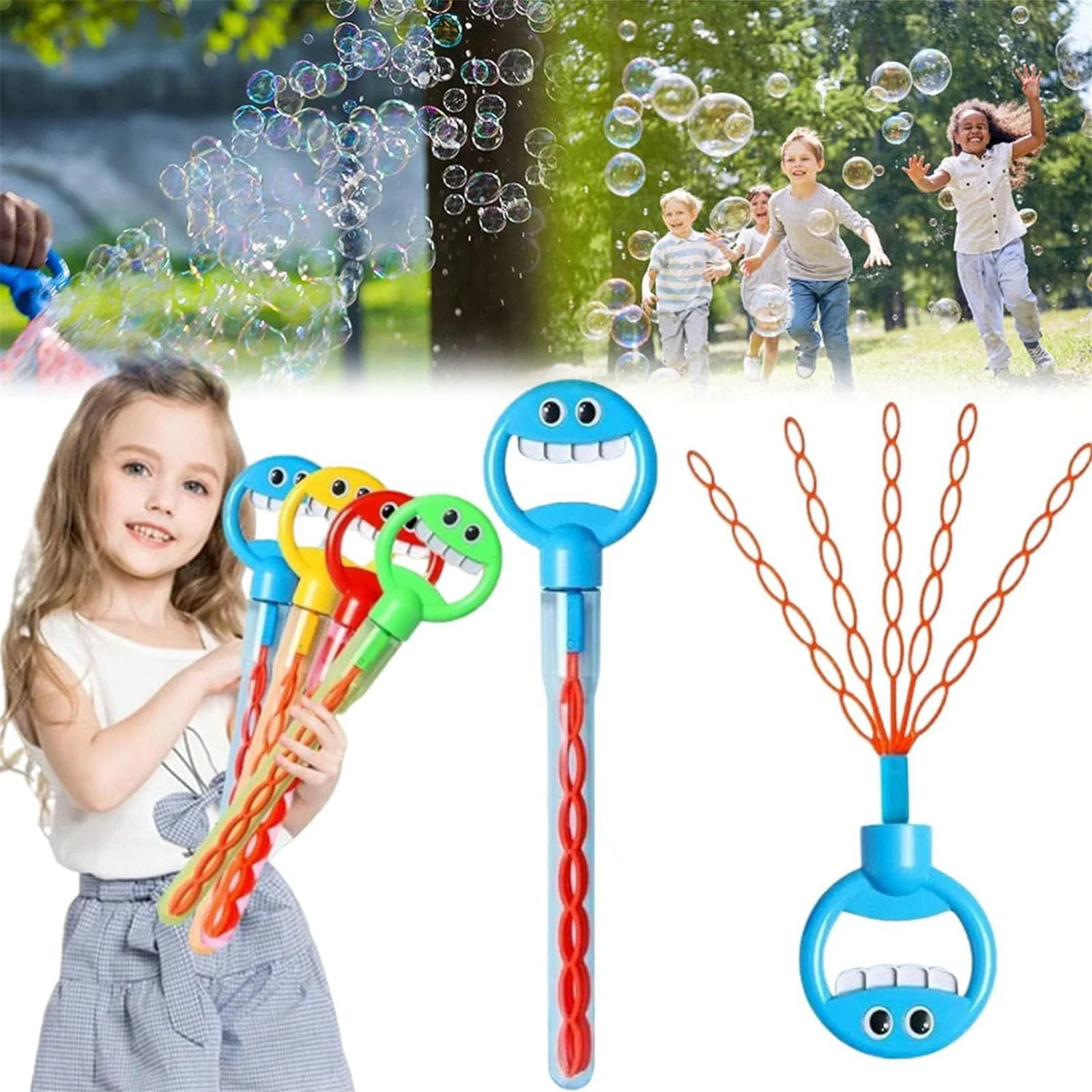 Gift for Toddler Boys Age 1 32 Hole Face Bubble Stick With Bubbles 2024 New Children's Bubble Wand Toy Bubble Machine For Summer Toy Party Outdoors Activity Easter Stuffers 1St Birthday Girl Gifts