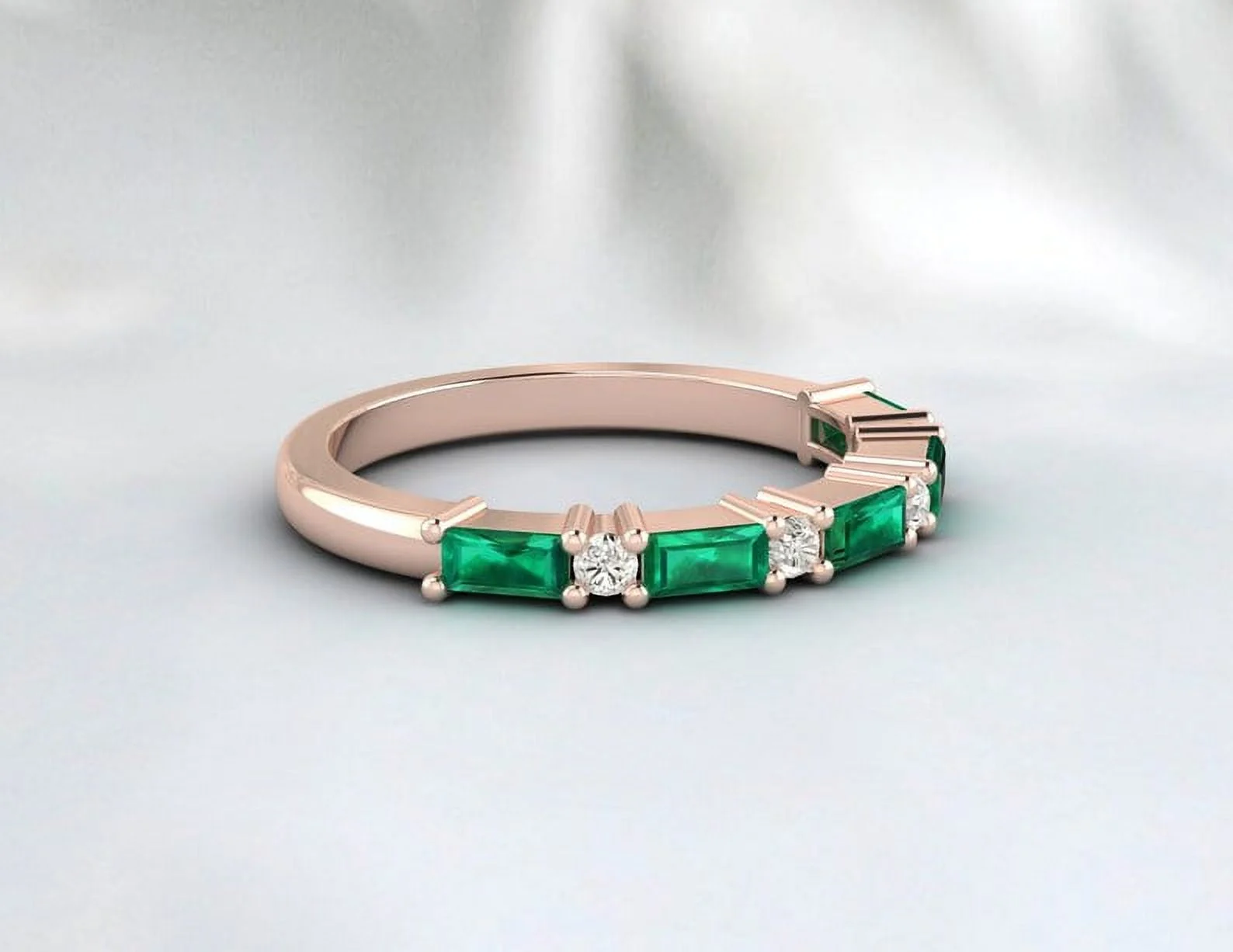 Ahansh JewelsBaguette Cut Green Emerald Anniversary Gift For Her 925 Sterling Silver