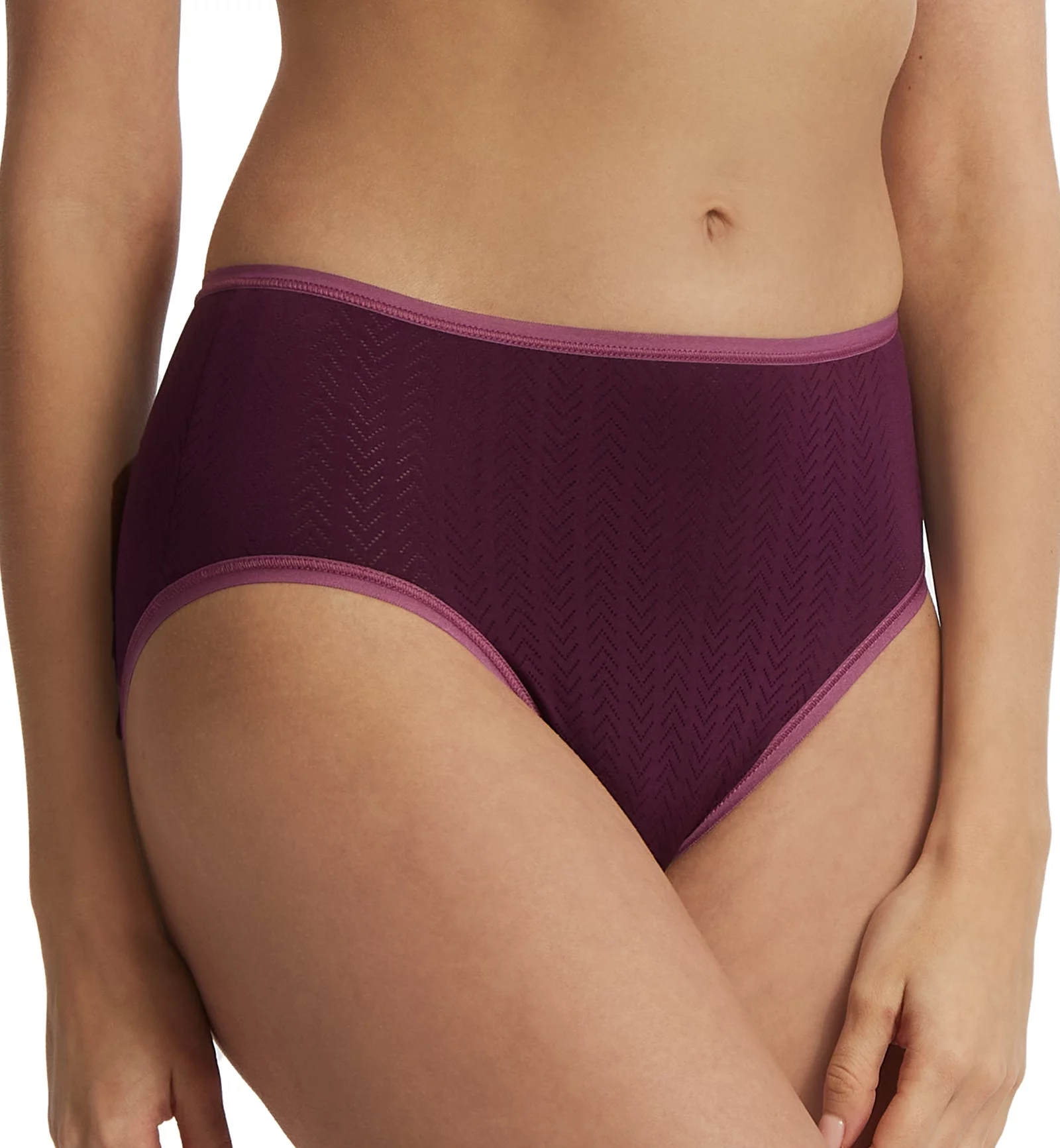 Hanky Panky MoveCalm High Waisted Brief (2P2264),Large,Dried Cherry/Damson Plum