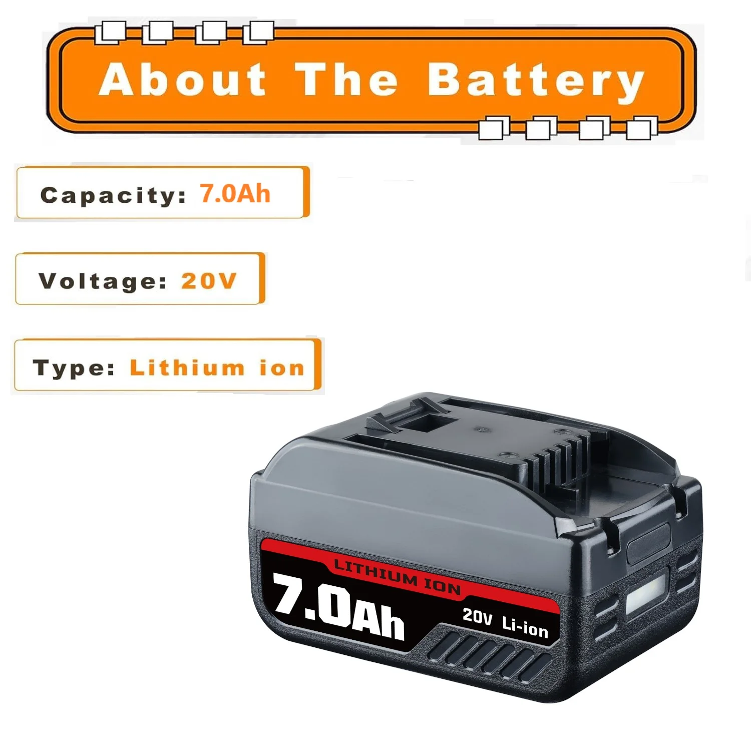 For WORX Battery 18V(20Vmax) 7000mAh Li-ion WA3578 WA3525 WA3575 WG151 WG155 WXL1810DC