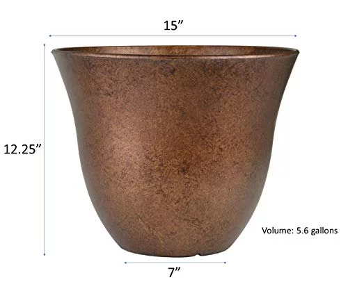 Classic Home And Garden Honeysuckle Patio Garden Planter, 15 Inch, Distressed Copper (Single Pack)