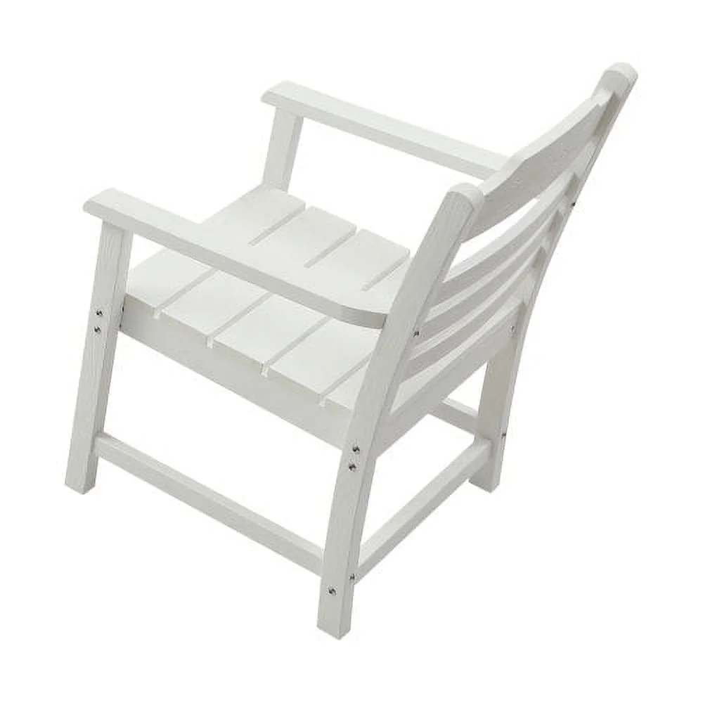 Buumin Patio Dining Chair with Armset Set of 2, Pure White with Imitation Wood Grain Wexture,HIPS Material