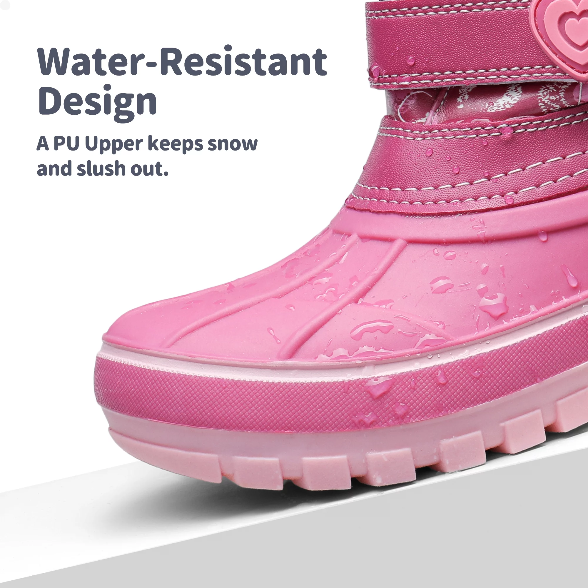 Dream Pairs Boys & Girls Winter Zip Snow Boots Outdoor Warm Waterproof Sport Snow Boot DUCKO PINK Size 9