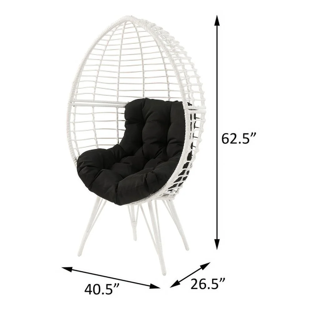 Buumin Black and White Patio Chair with Removable Cushion