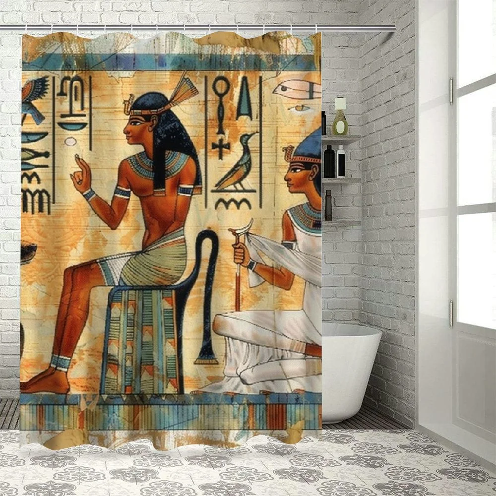 Cbxzyzzc Bathroom Shower Curtain Scene Murals Carvings Exterior Walls of Polyester Fabric Waterproof Bath Curtain Set with Hooks