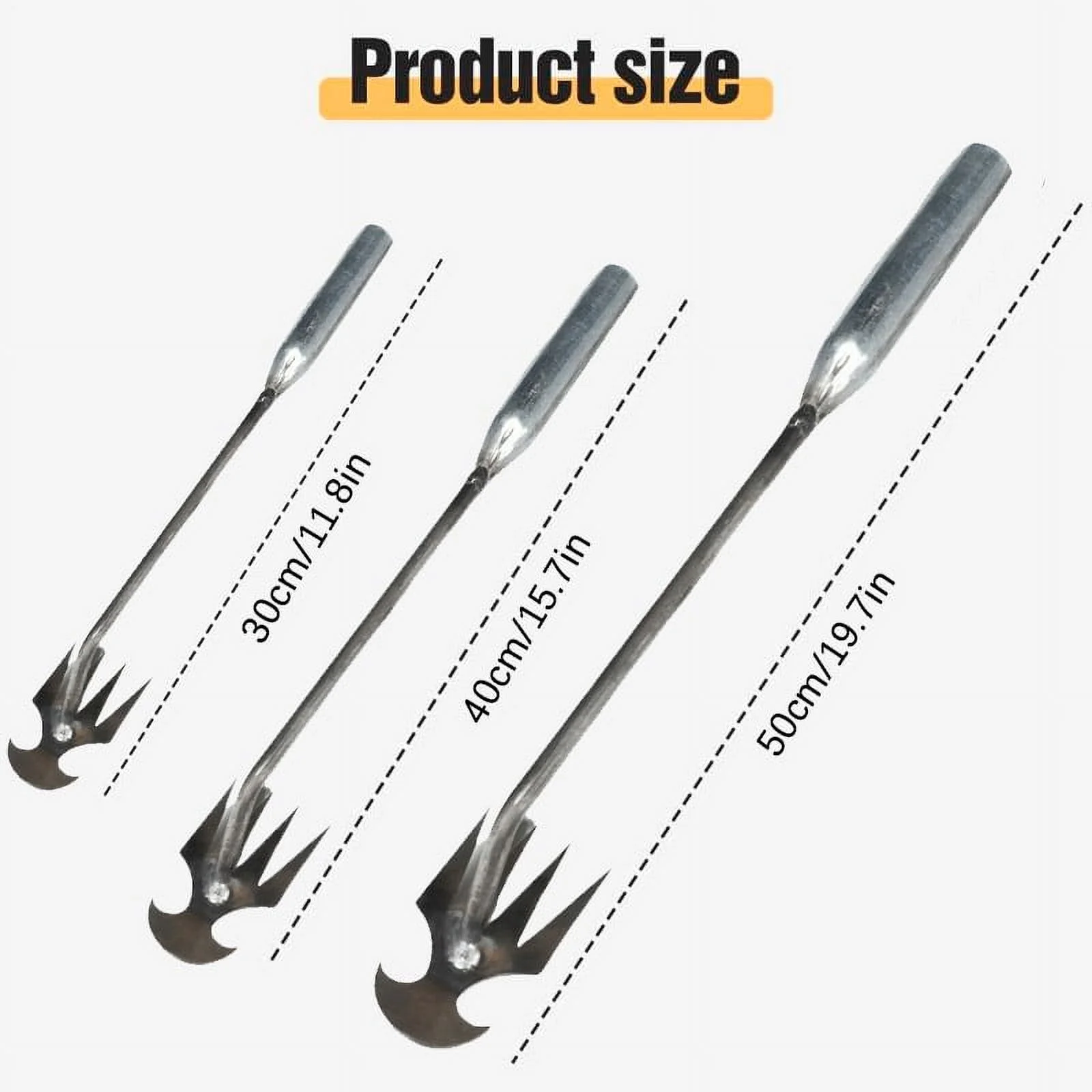 2024 Weeding Artifact Uprooting Weeding Tool, 19.7in Gardening Hand Weeder Tool, Weed Pulling Tool with Handle, 4 Teethes Dual Purpose Multifunctional Manual Weeders Tool for Garden