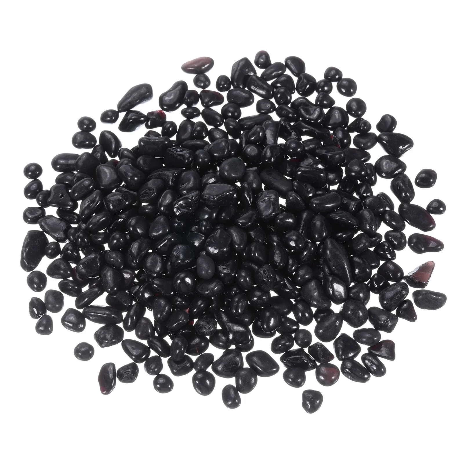 Round Fire Glass Beads for Fire Pit, Vase Fillers Beads Gems for Fish Tank Aquarium 6-9mm 500g/1.1 Lbs Black