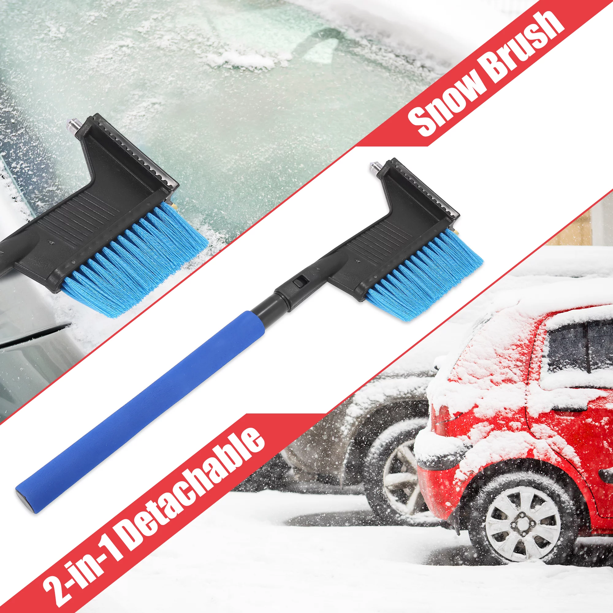 Car Truck Tendon Head Snow Brush Ice Scraper Removal Broom W/ Breaker Extendable Detachable Windshield