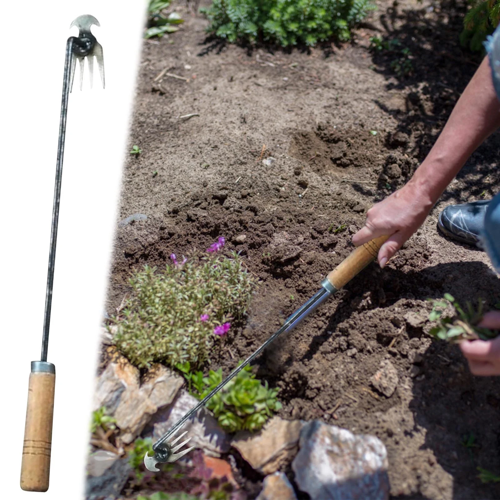 Shldybc Hoe Garden Tool, Gardens Weed Puller Manual Household Agricultural Tool, Gardening Hand Tools for Digging, Weeding, Cutting and Loosing