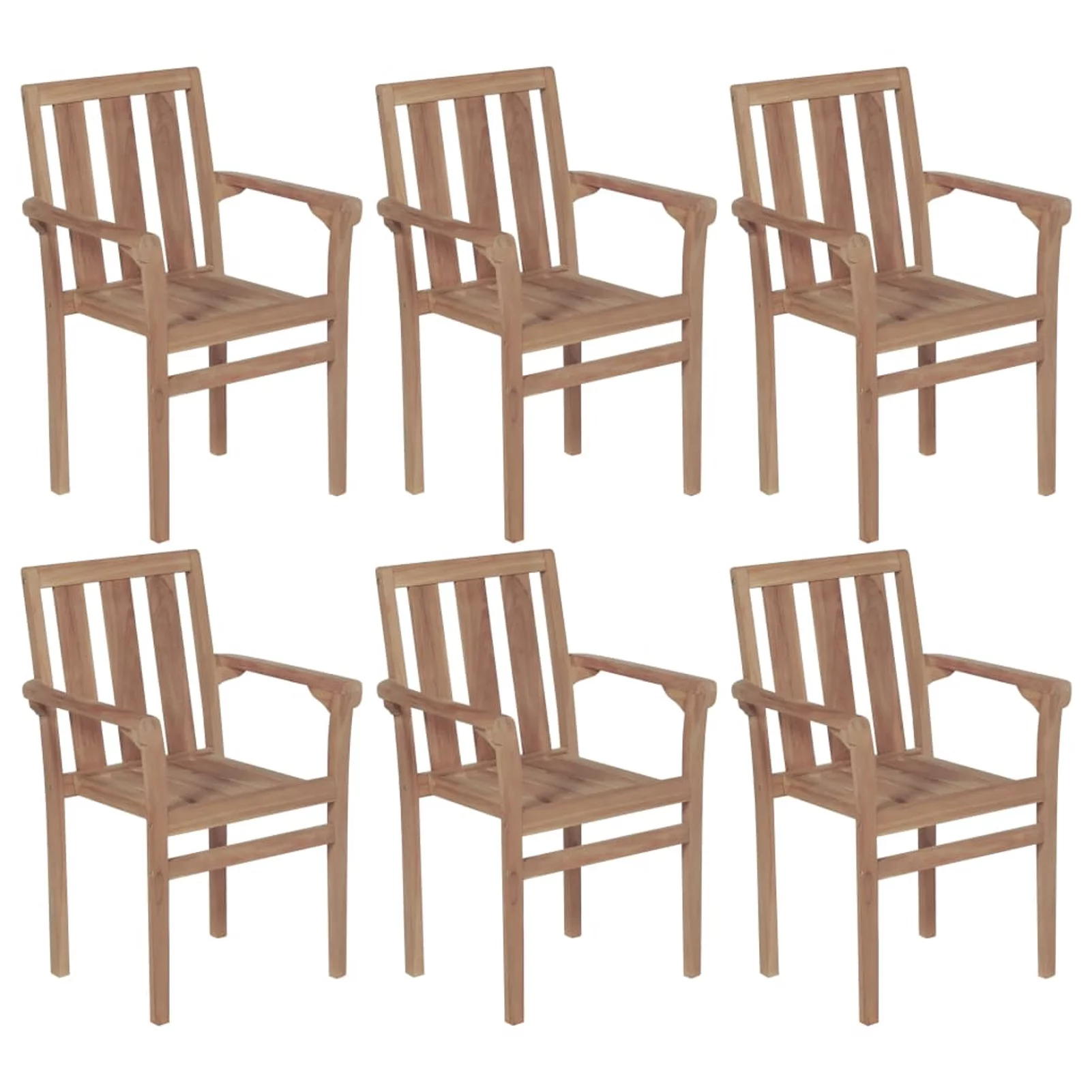 Dcenta Stackable Patio Chairs 6 pcs Solid Teak Wood
