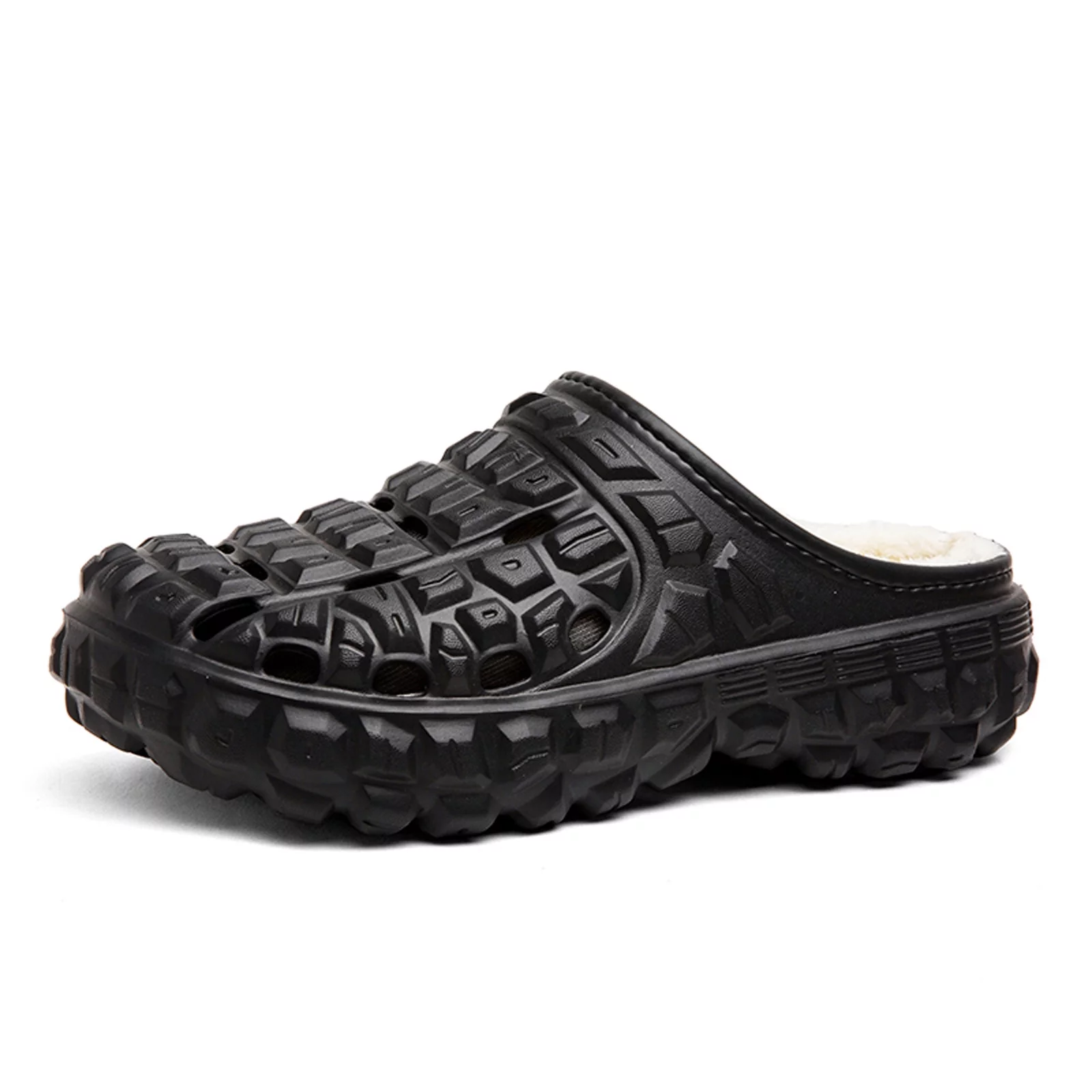 Men's Lined Clog,Men's Fuzzy Clogs Slippers Winter Garden Shoes Clogs Fleece Lined with Fur Furry House Home Slippers Indoor Outdoor Warm Footwear Black Size 6.5 39