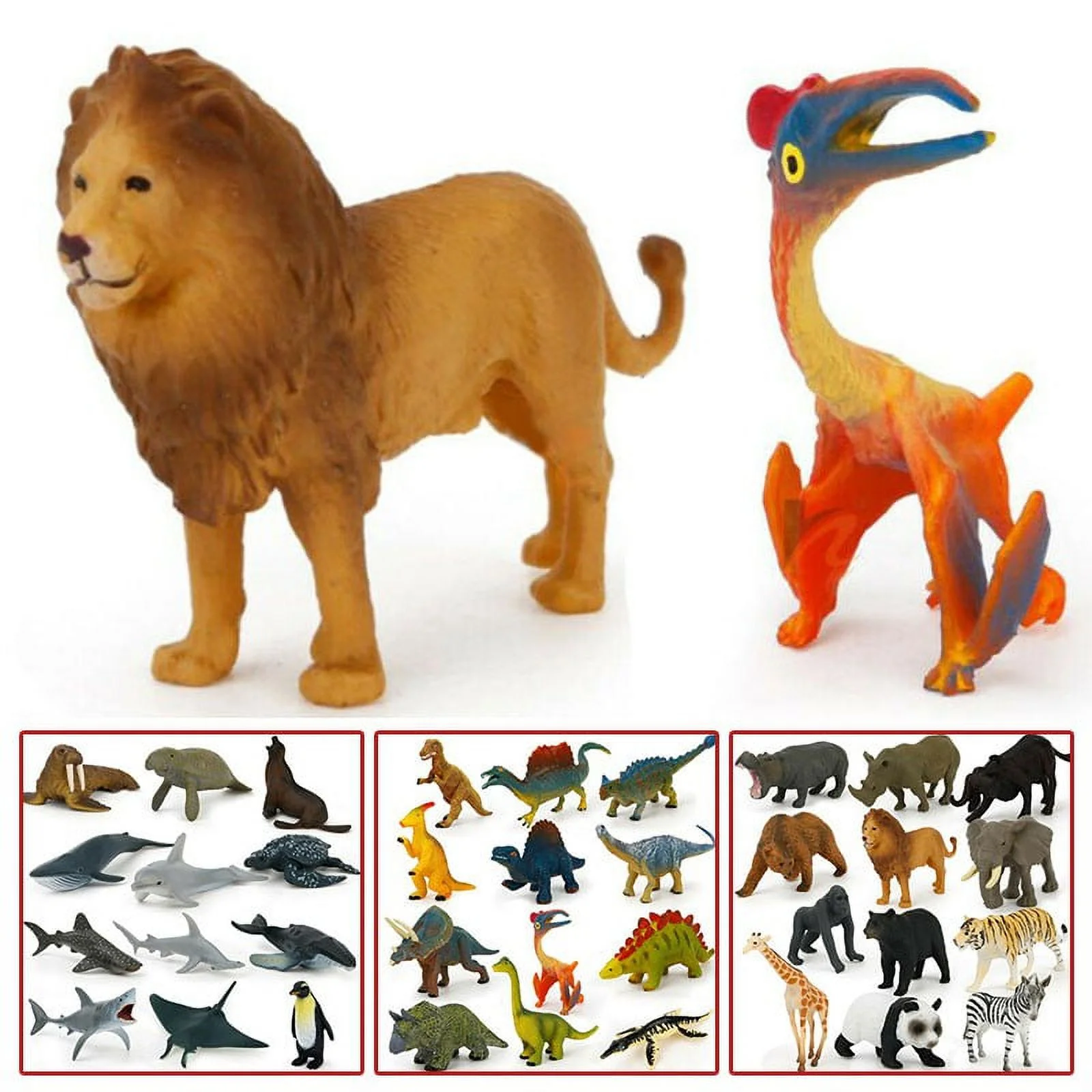 Sufanic Animals Toys Set,12Pcs Kids Small Plastic Figures Wild Ocean Farm Animal Dinosaur Toys for Boys Girls Kids Toddlers Small Animals Playset