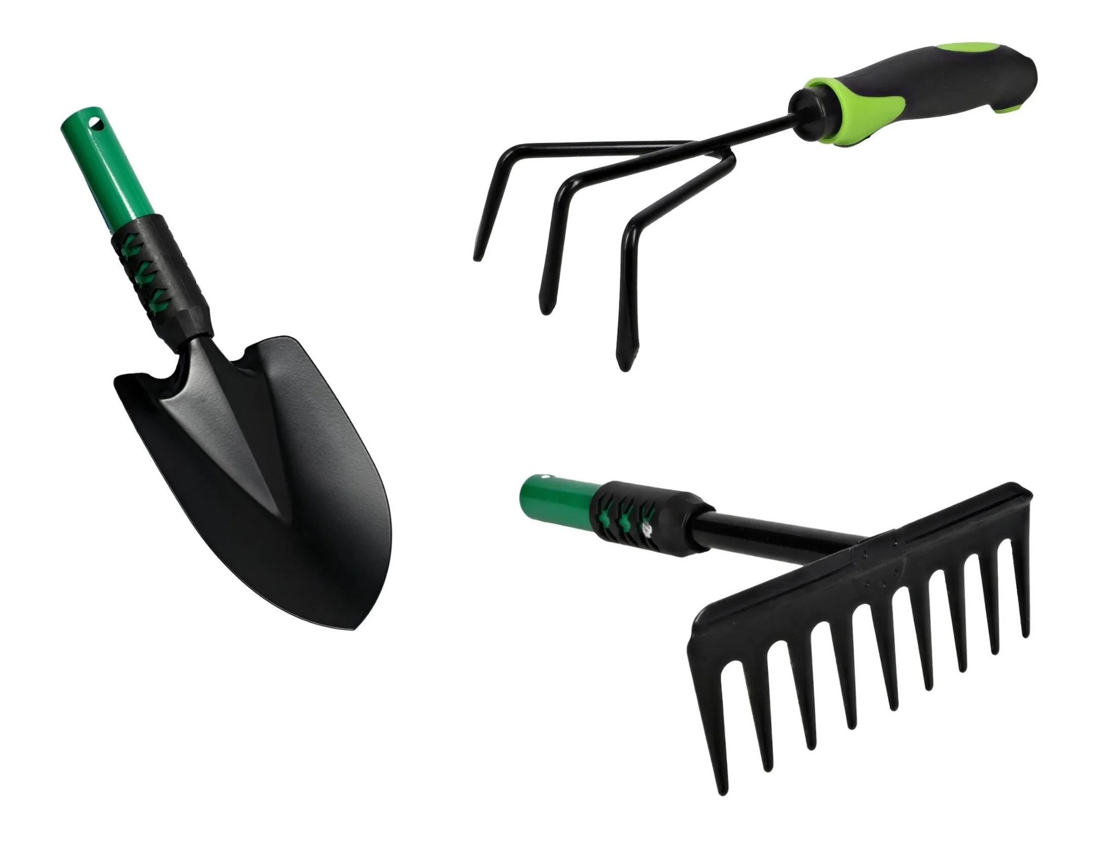 CGT Gardening Hand Tool Set Includes Shovel 9-Teeth Rake Cultivator Indoor Outdoor Plants  Sturdy Gifts Women Men (Set of 3)