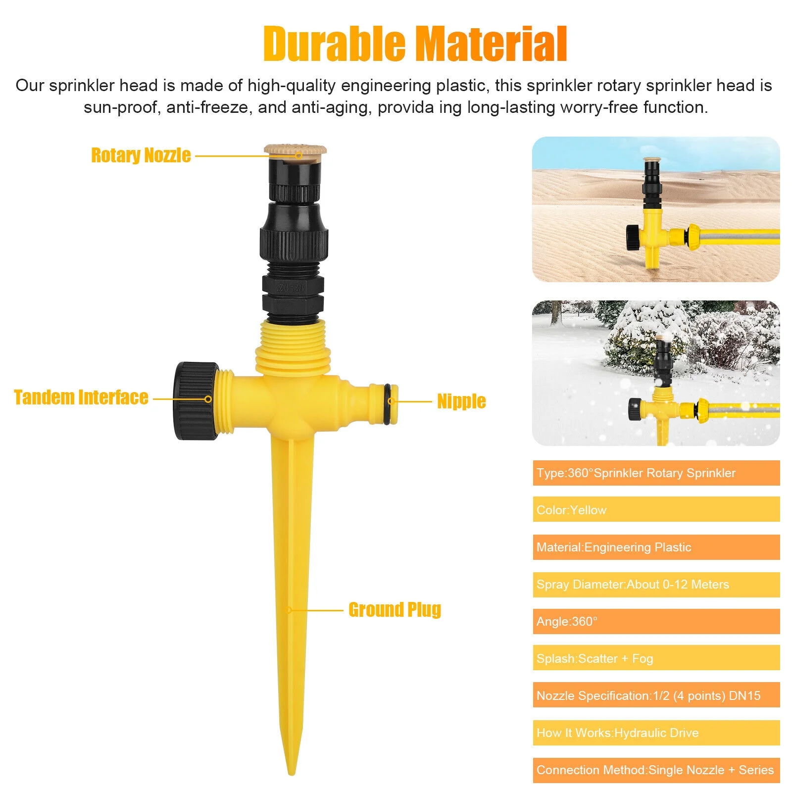 1-4x 360° Garden Lawn Sprinkler System Automatic Grass Watering Spray Irrigation