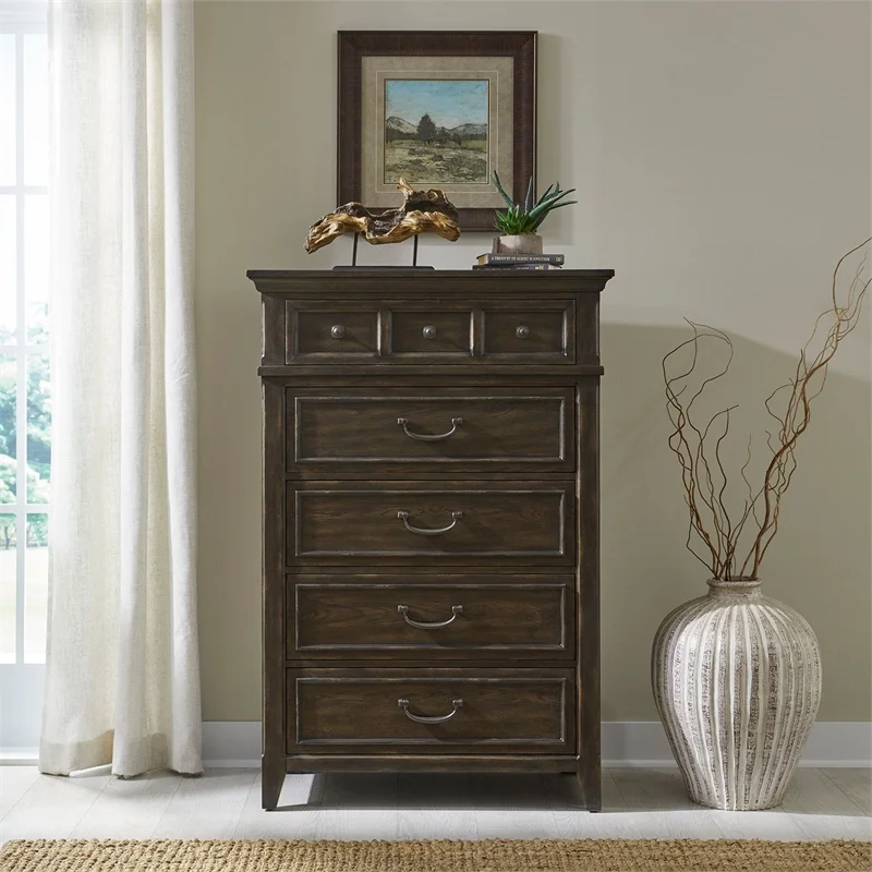 Paradise Valley 5 Drawer Chest - Saddle Brown