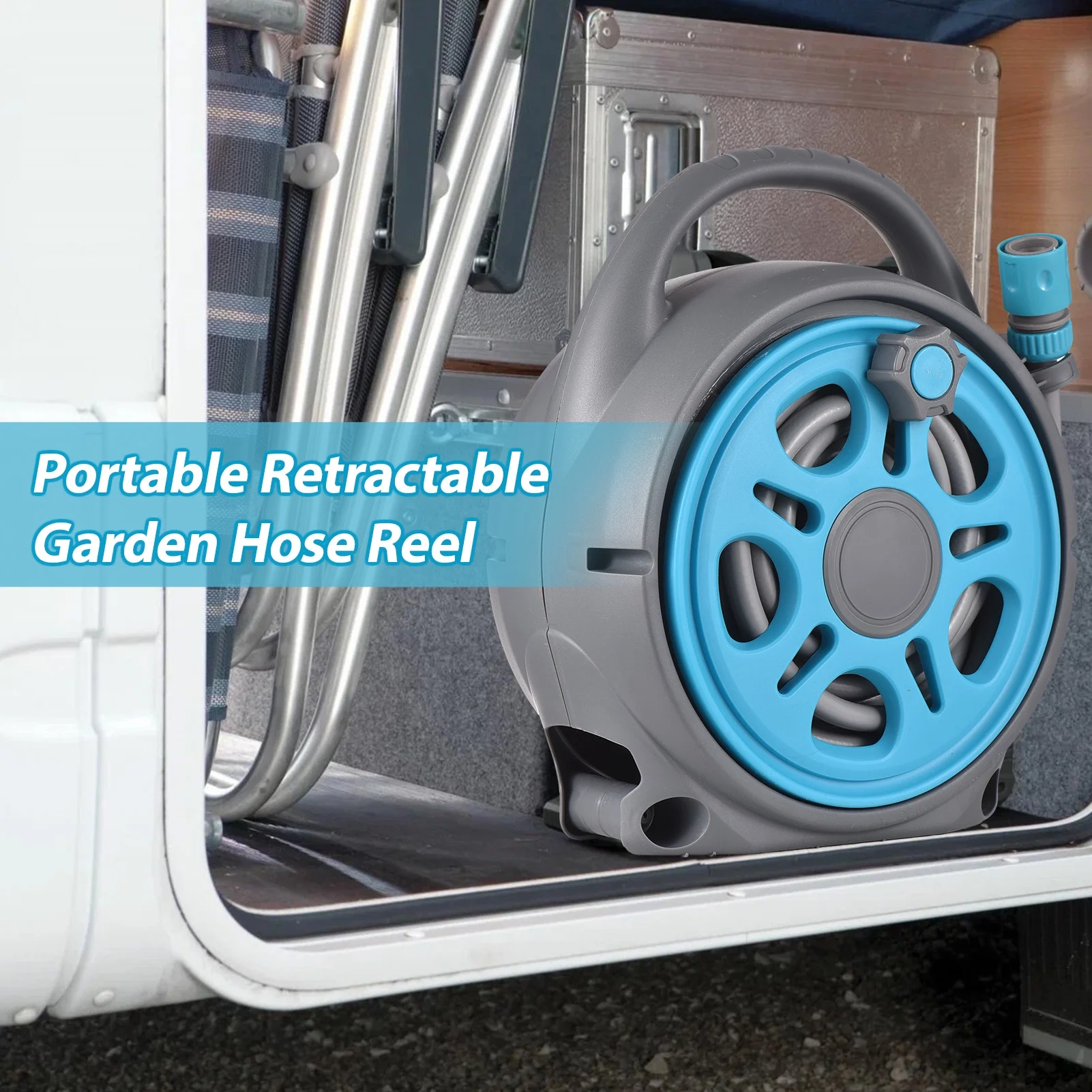 Car wash sprinkler,7-function Sprayer Nozzle/adapters Reel 39 Ft Reel With Nozzle/adapters Manual Rewind With Adjustable 7-function Adjustable 7-function Sprayer Manual Rewind Car Huiop Siuke