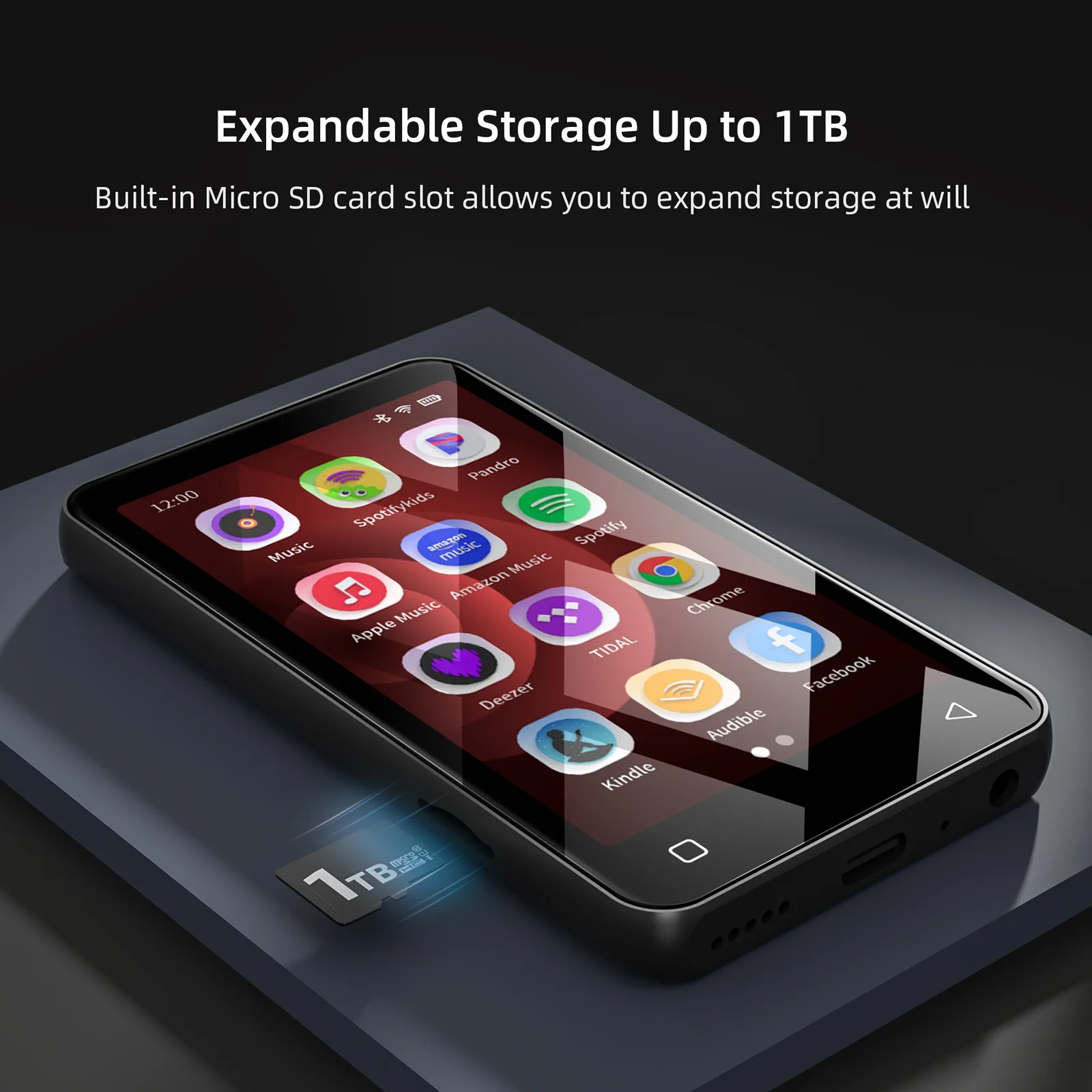 16GB MP3 Player with Bluetooth, S2 WiFi MP4 MP3 Player with Spotify, Spotify Kids, Pandora, Amazon Music, Audible, 4