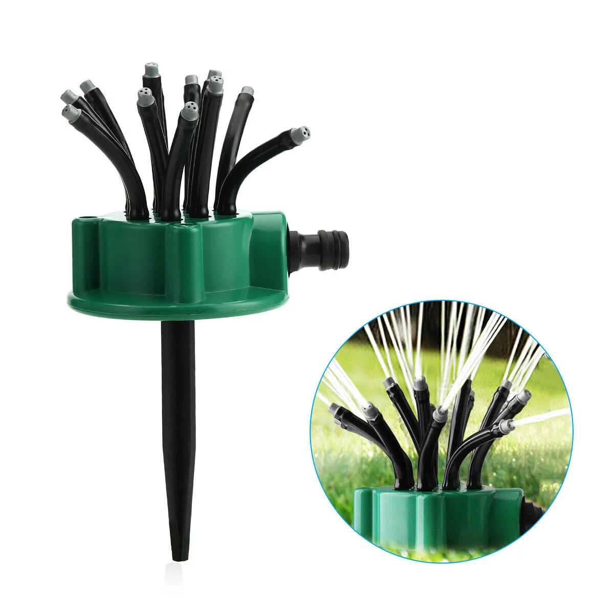 Harnent 360° Flexible 12 Tubes Garden Yard Lawn Water Sprinkler Watering Sprayer System