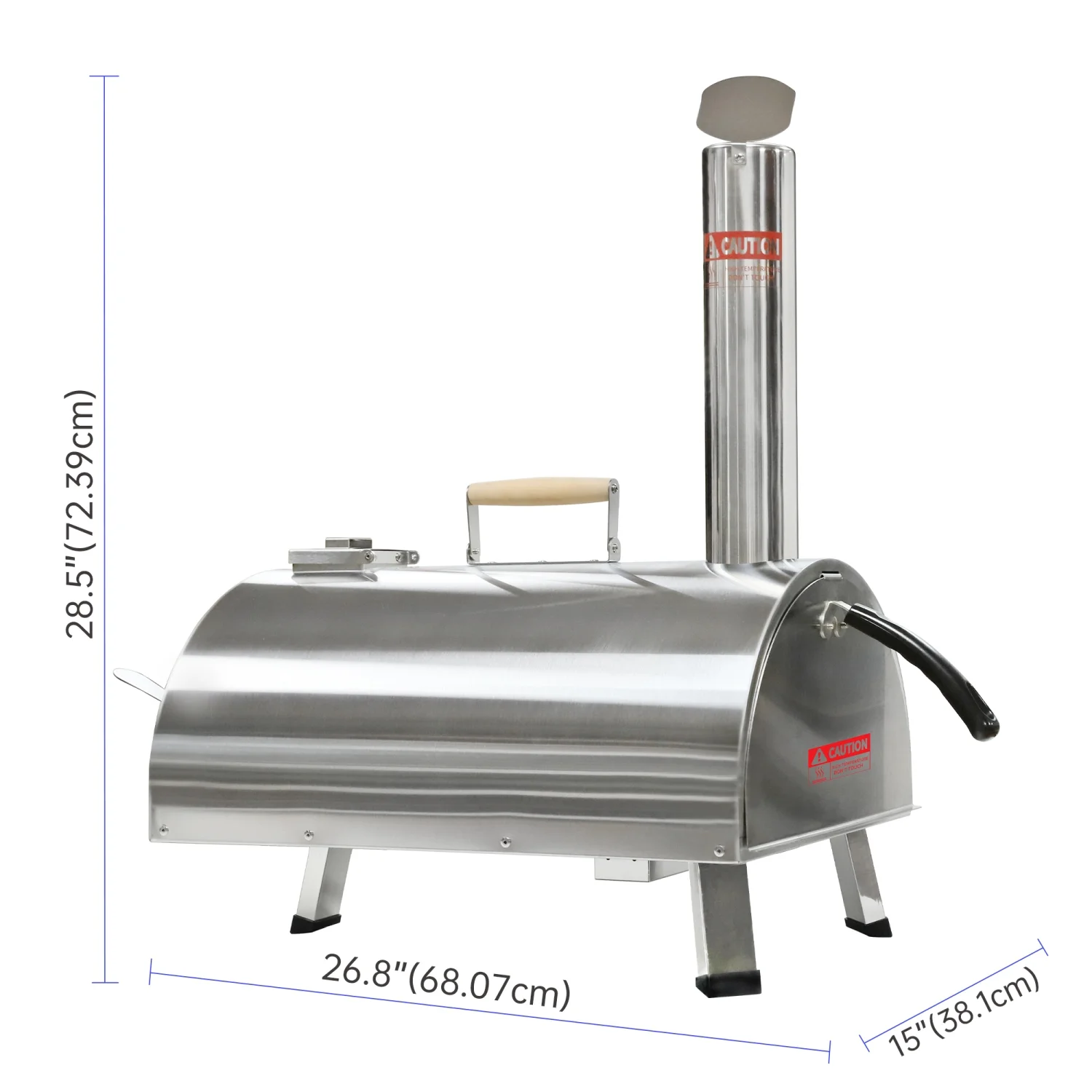 Compact Portable Stainless Steel Semi-Automatic 12” Silver Wood Fired Pizza Oven with Rotatable Design  Convenient Built-in Thermometer  Sharp Pizza Cutter and Handy Carry Bag - Ultimate