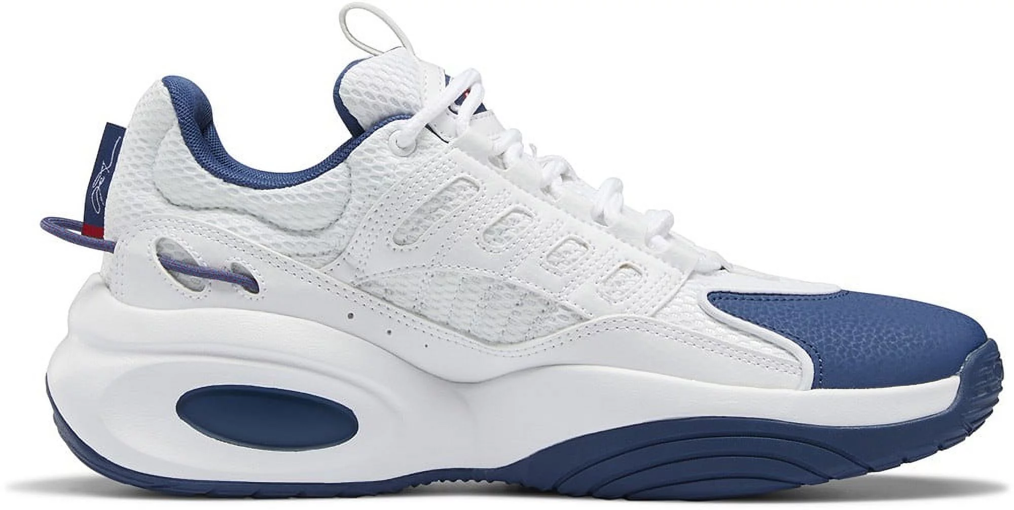 Mens Reebok REEBOK SOLUTION MID Shoe Size: 9 Footware White - Batik Blue - Velcro Red Basketball