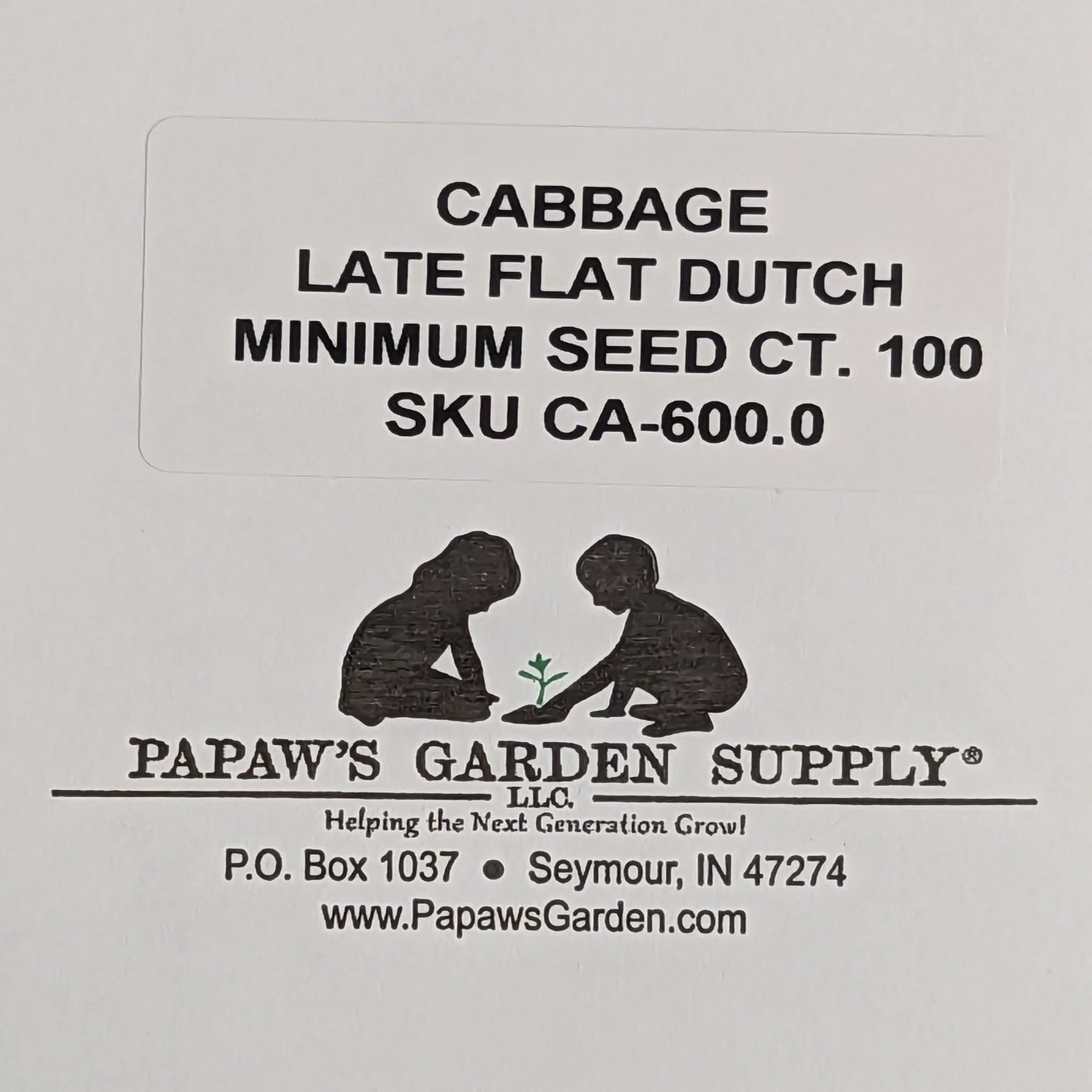PAPAW'S GARDEN SUPPLY LLC. HELPING THE NEXT GENERATION GROW! Late Flat Dutch Premium Heirloom Cabbage 100 Seeds