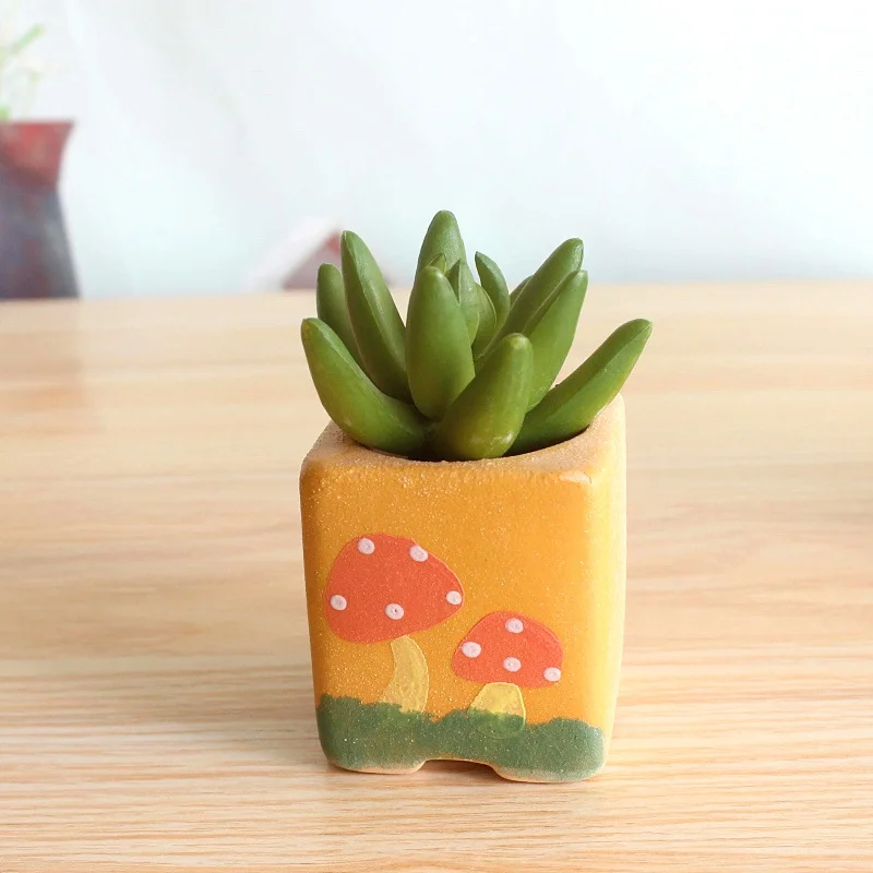 Korean Style Ceramic Succulent Plant Pot, Hand-painted Thumb Pot for Succulents, Small Succulent Flower Pot
