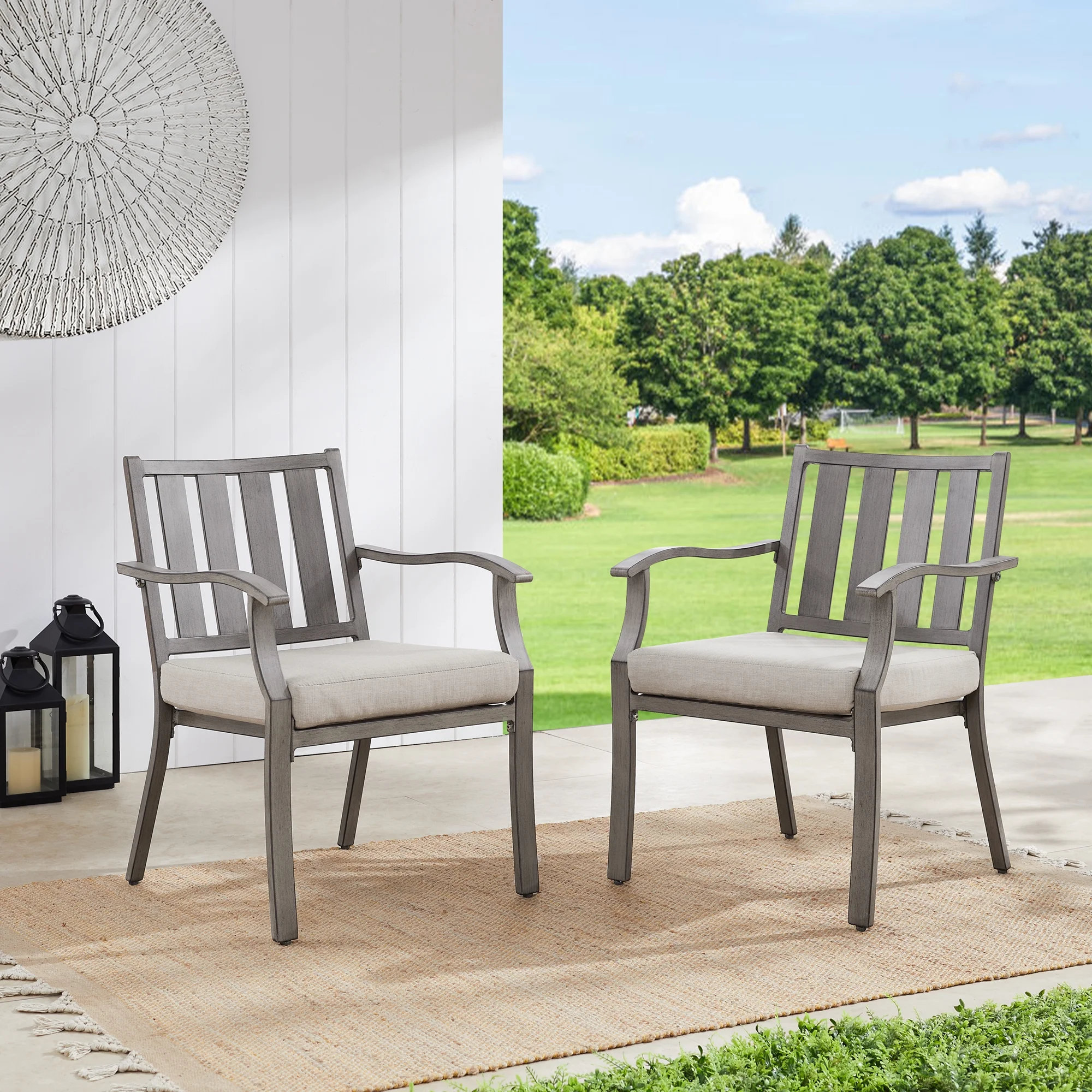 Ulax Furniture Patio Aluminum Dining Chairs with Sunbrella Cushions, Set of 2