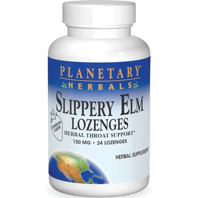 Planetary Herbals Slippery Elm Lozenges - Strawberry 150 mg 24 Loz