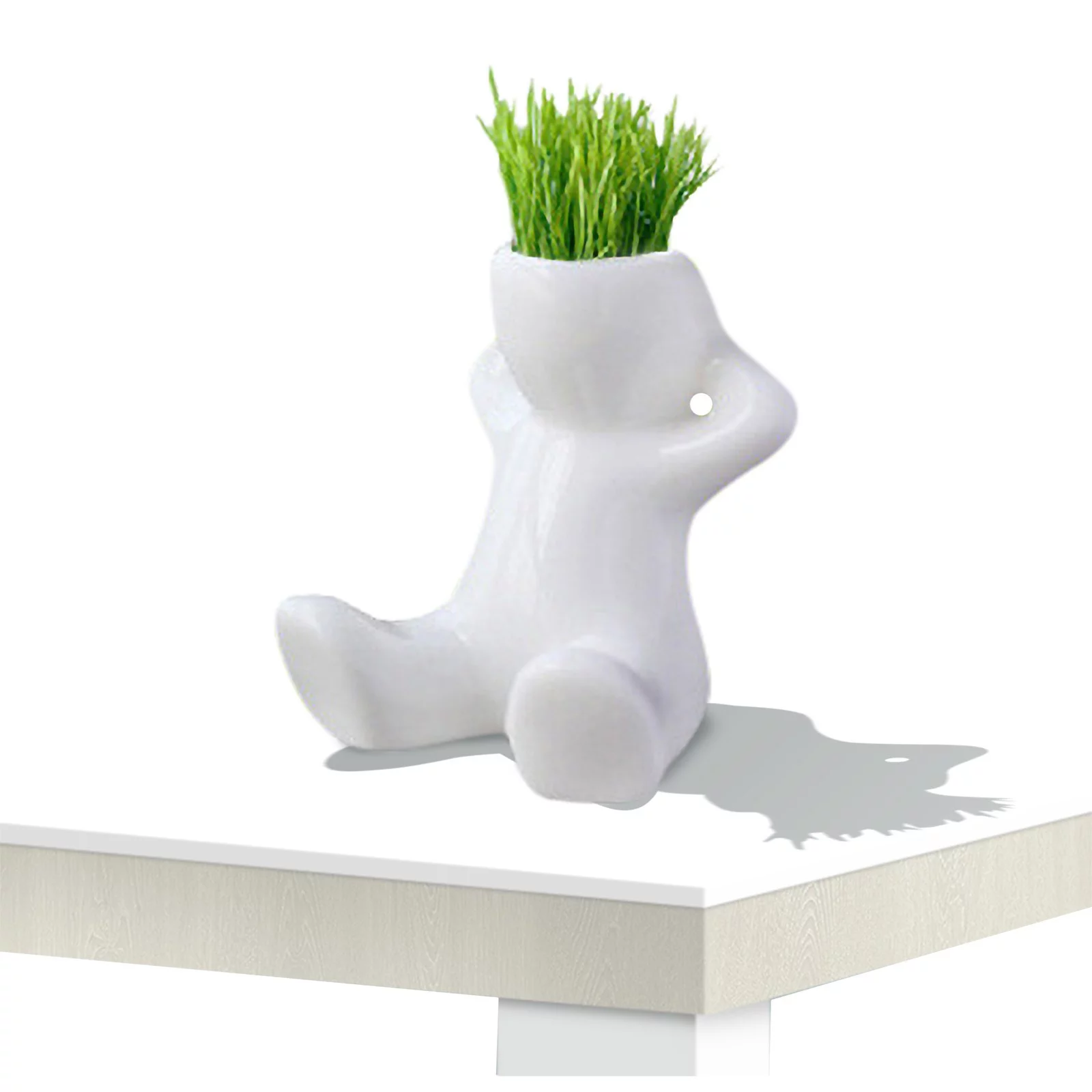 Mini Bonsai Head Grass Hair White Ceramic Plant Garden,Tree Doll