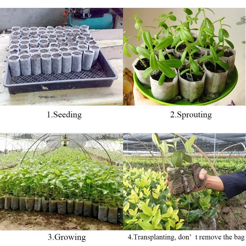 CreativeArrowy 100 Pcs Non-Woven Nursery Bags Solid Plants Grow Bags Seed Starter Bags Fabric Seedling Pots Plants Pouch 28*30cm