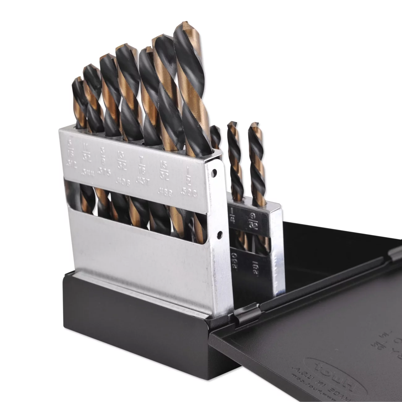 15 Piece Left Hand Drill Bit Set Black/Gold Finish Hss Split Point