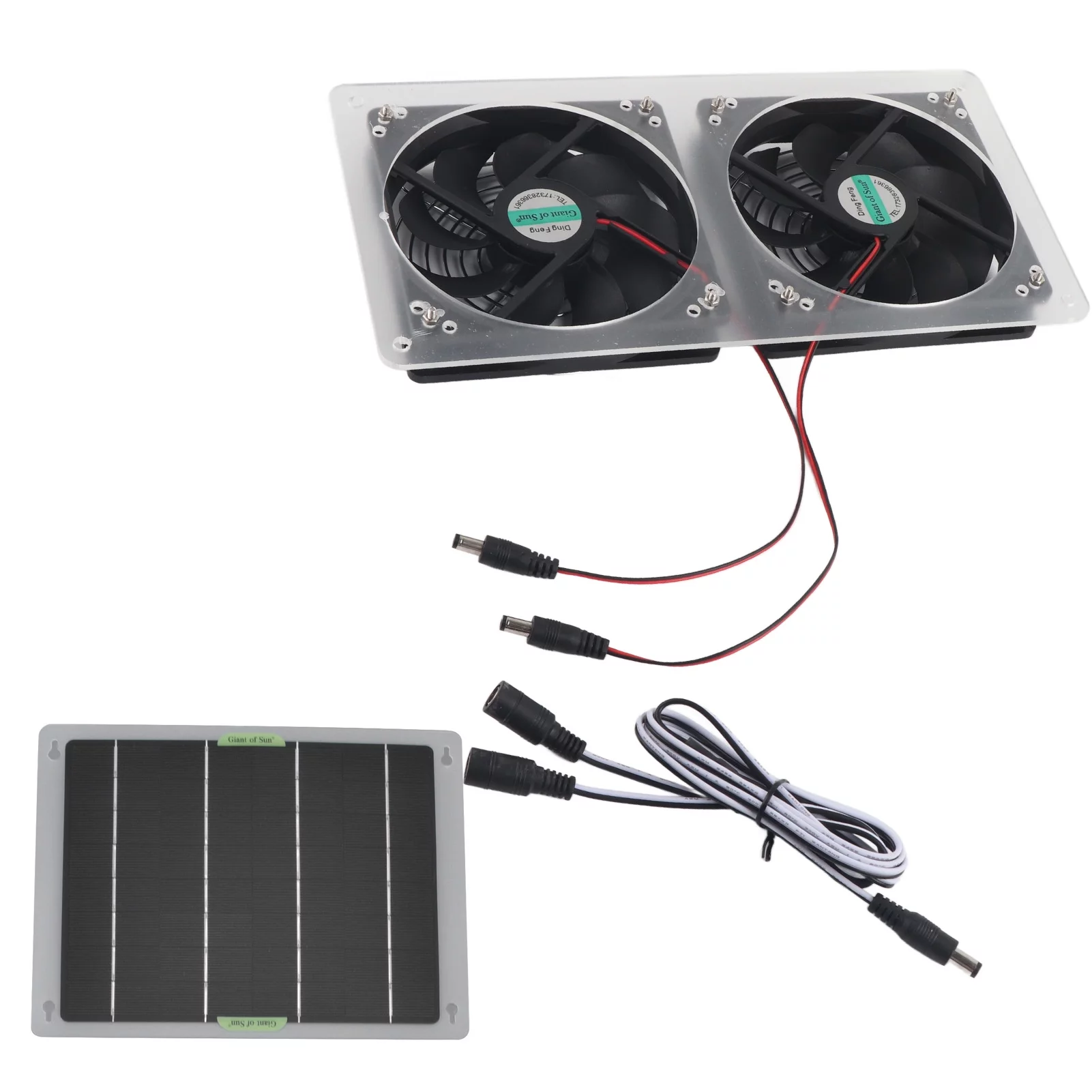 Solar Panel Fan Kit 100W 12V Waterproof Portable Dual Exhaust Fan Solar Panel Set for Home Greenhouse