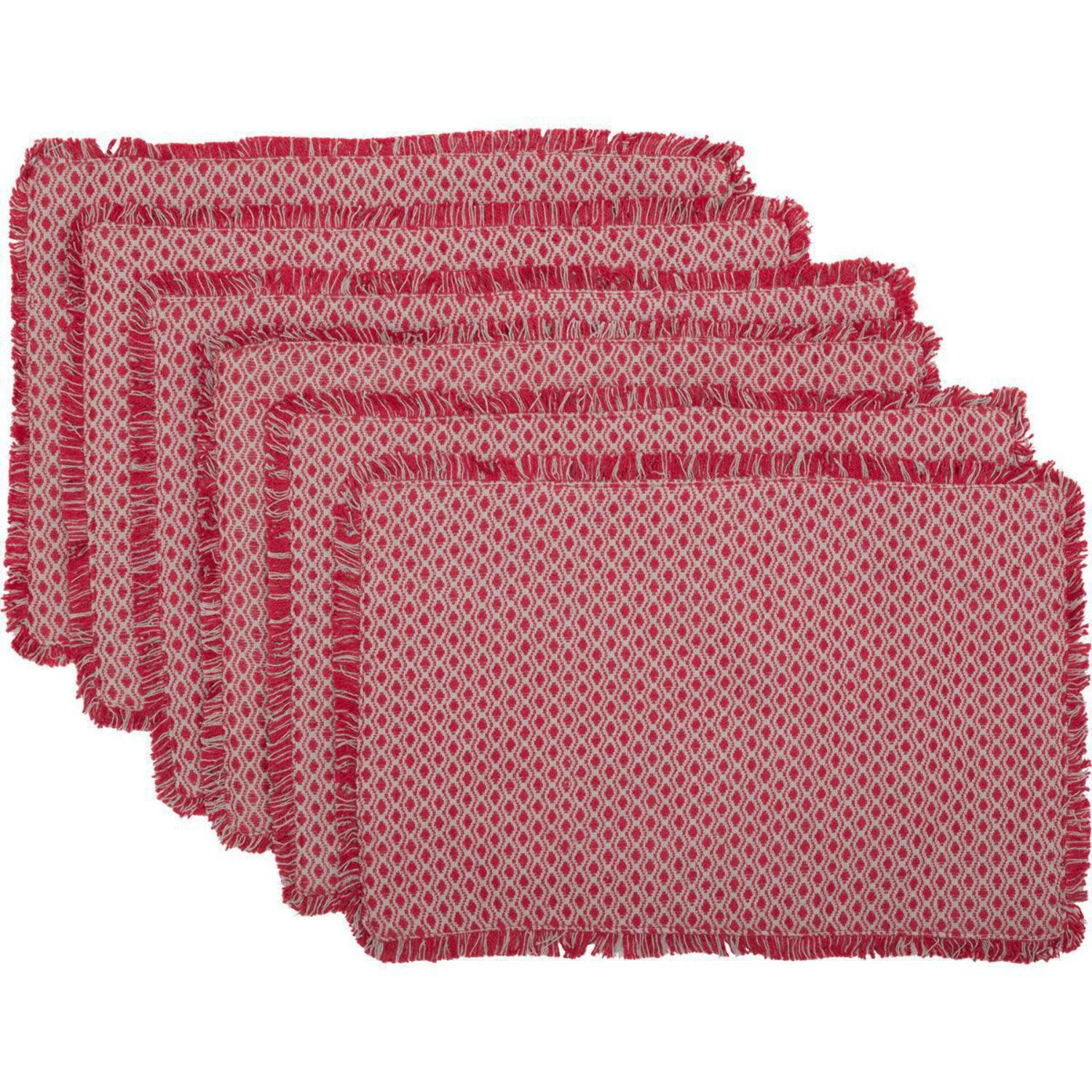 Ashton & Willow Deep Red Seasonal Decor Tannen Cotton Diamond Rectangle Placemat Set of 6