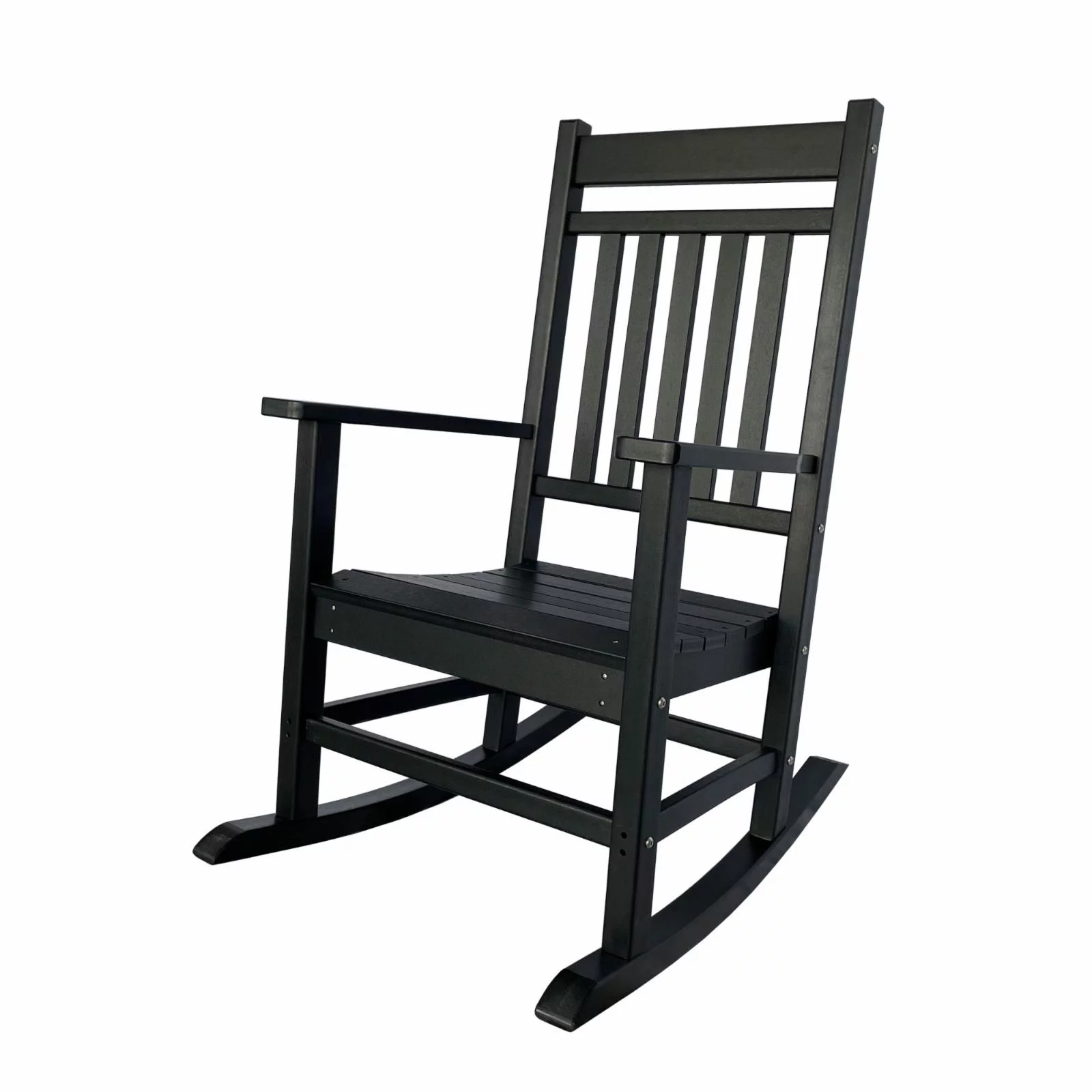 Porch & Den Berkshire Traditional Poly All Weather Rocking Chair Black